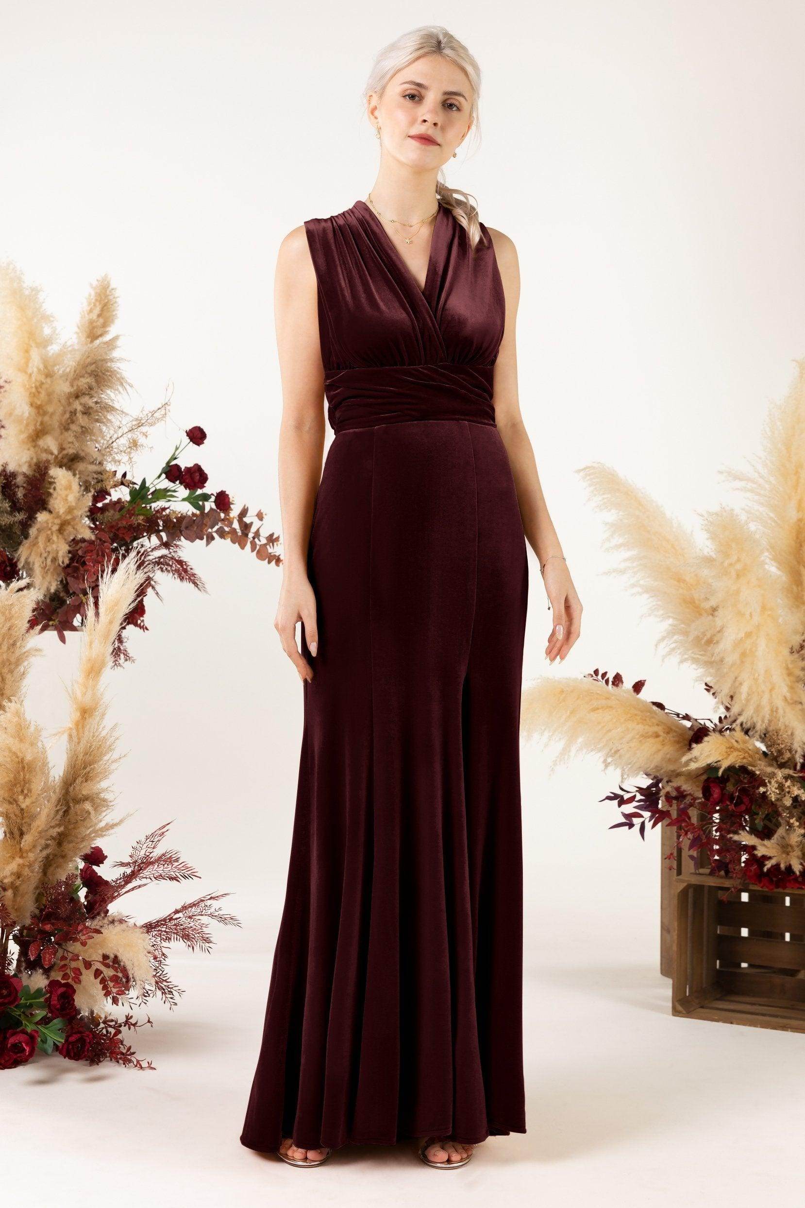 Trumpet Sweep-Brush Train Velvet Bridesmaid Dress CB0515