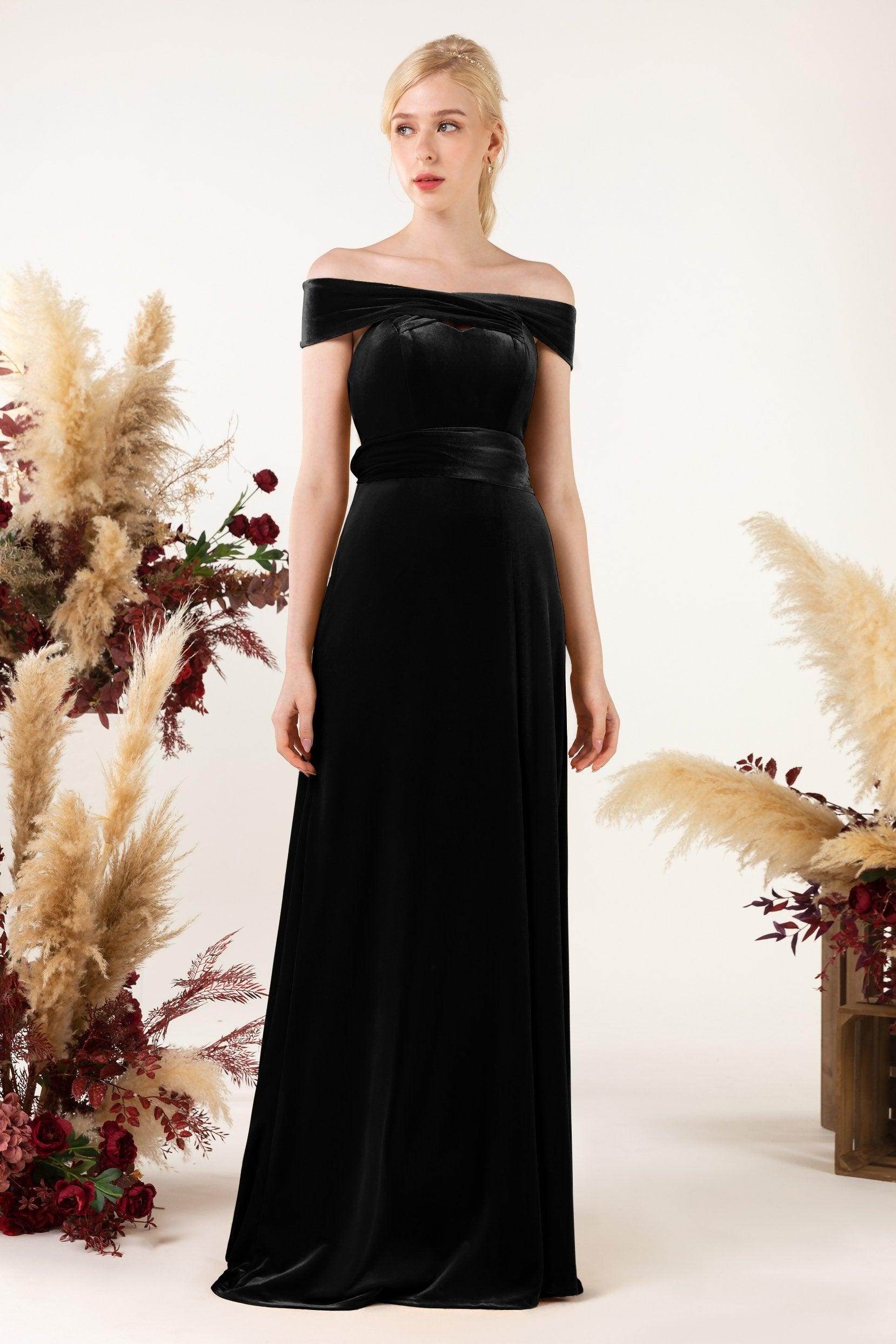 Sheath Sweep-Brush Train Velvet Bridesmaid Dress CB0516