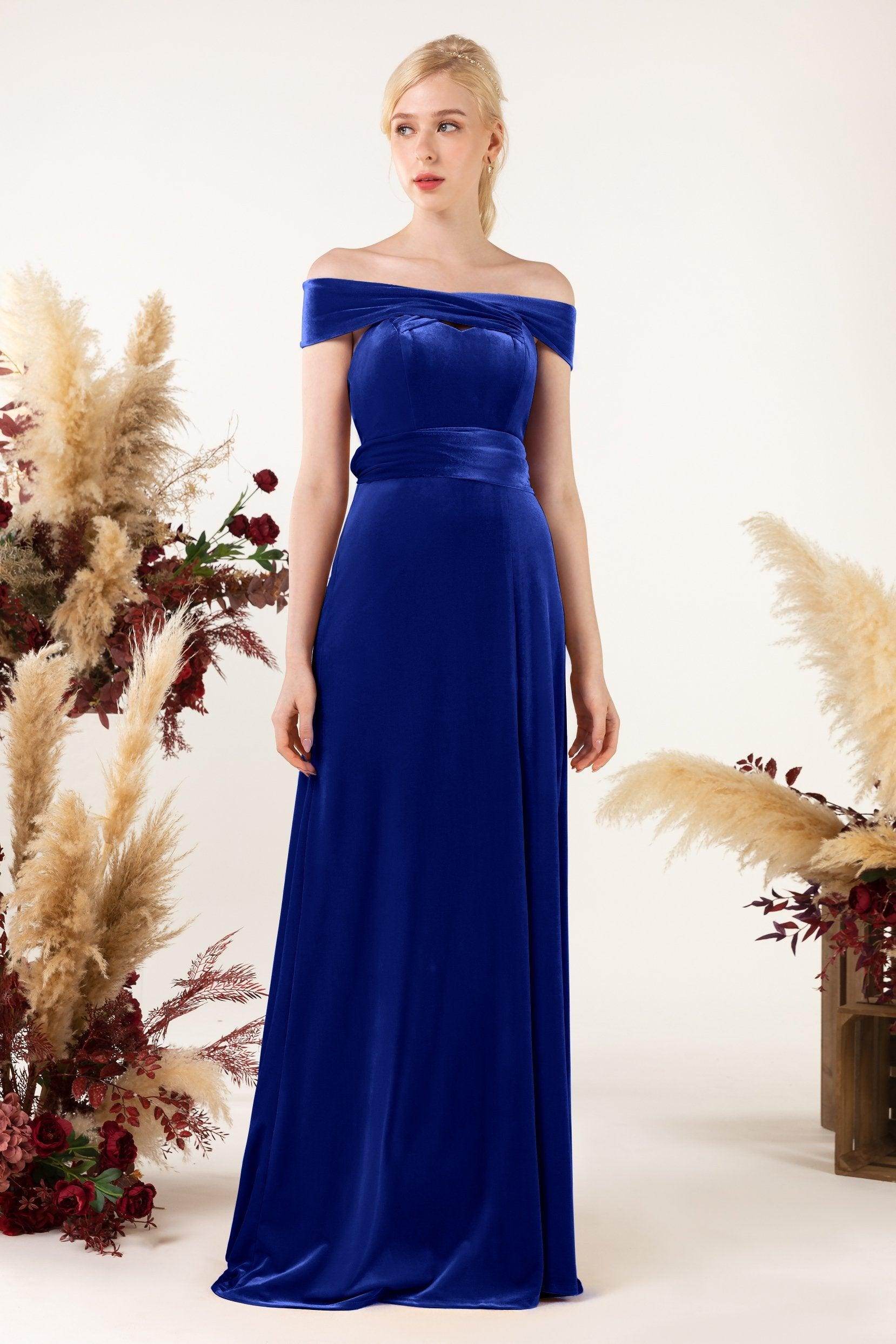 Sheath Sweep-Brush Train Velvet Bridesmaid Dress CB0516