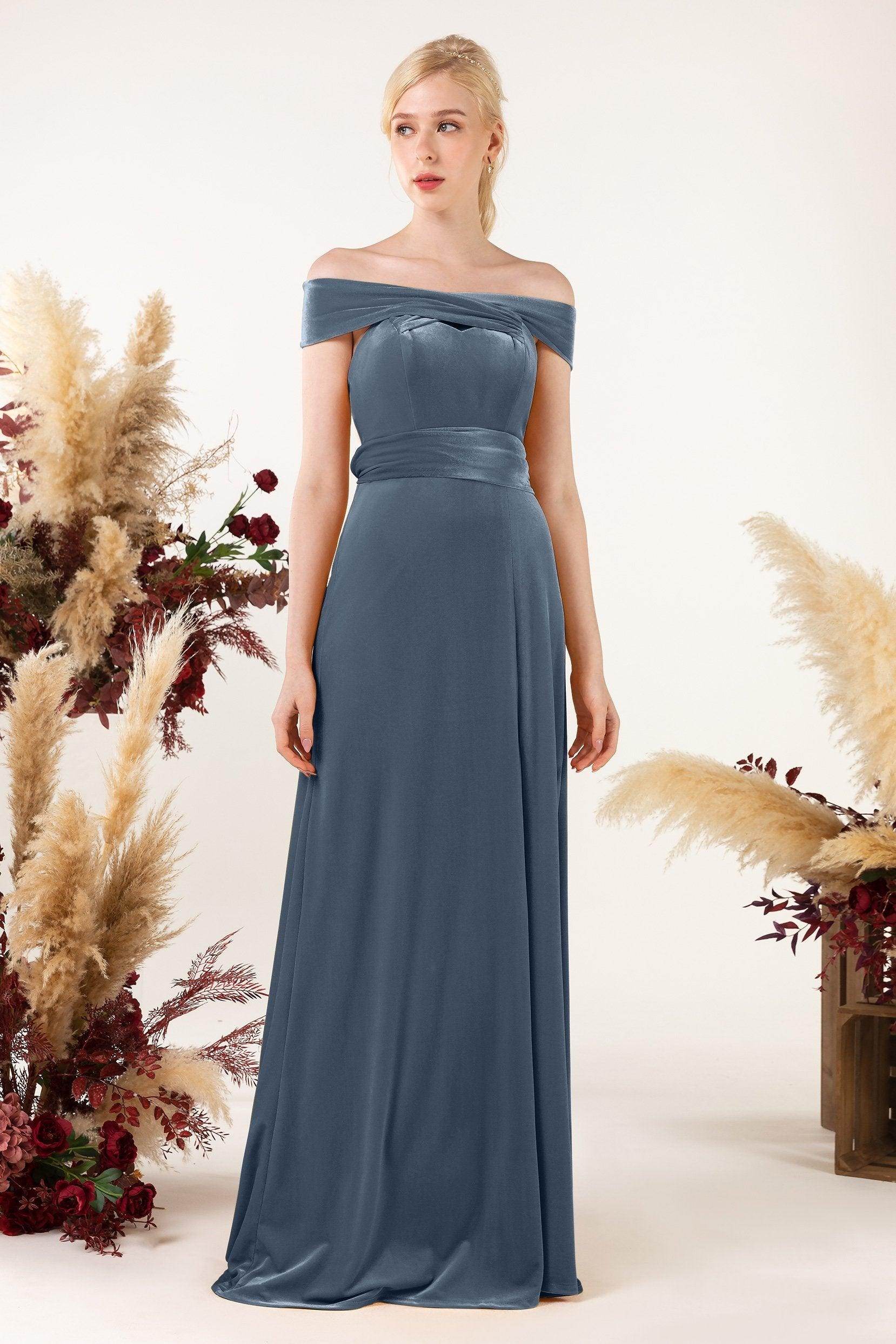 Sheath Sweep-Brush Train Velvet Bridesmaid Dress CB0516