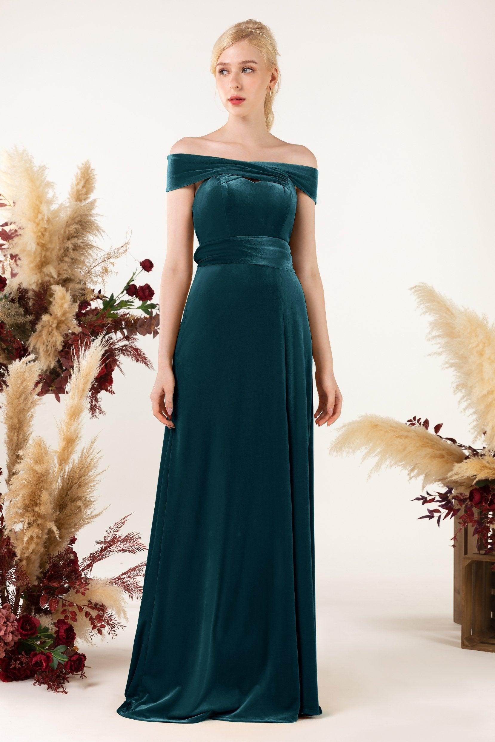 Sheath Sweep-Brush Train Velvet Bridesmaid Dress CB0516