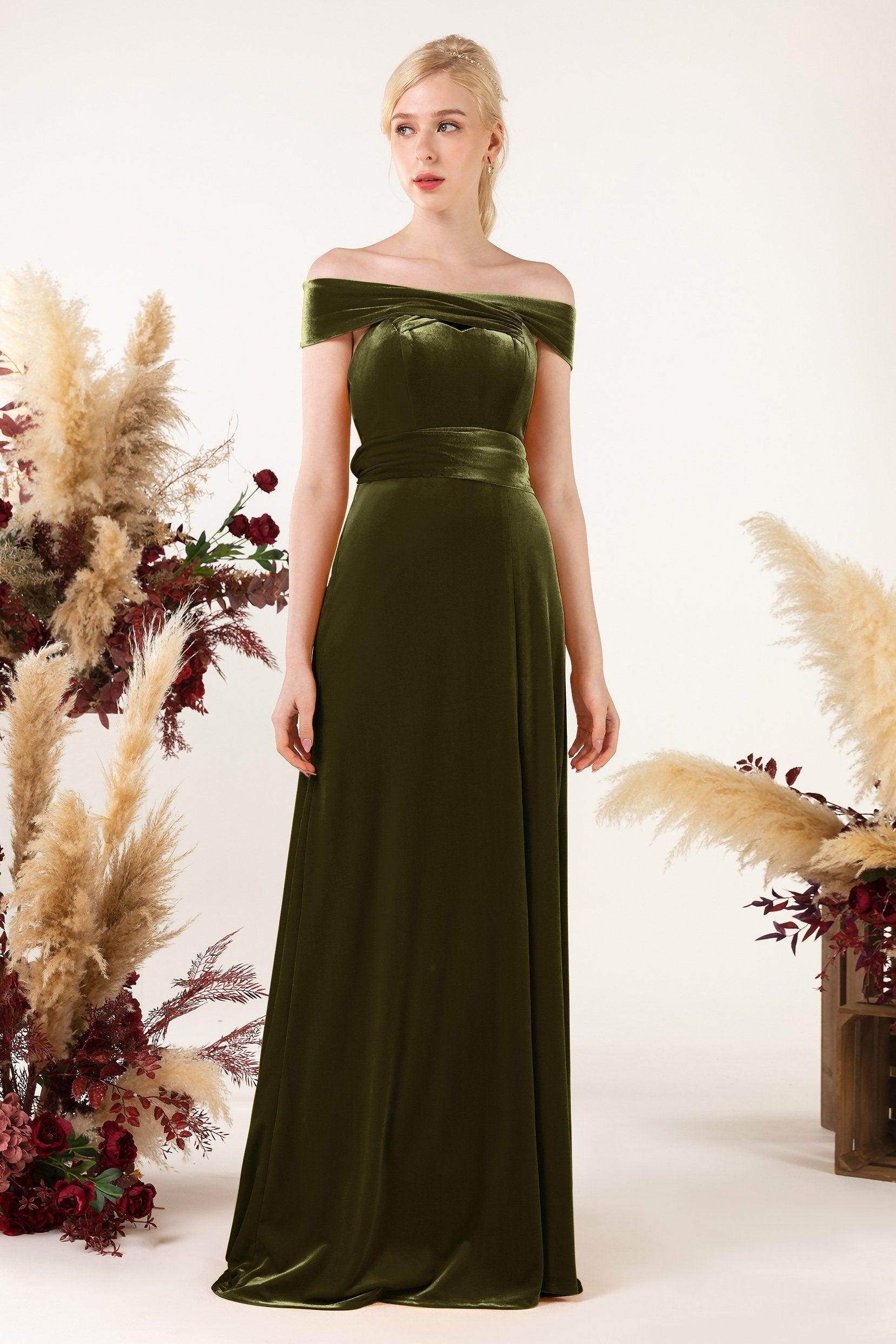 Sheath Sweep-Brush Train Velvet Bridesmaid Dress CB0516