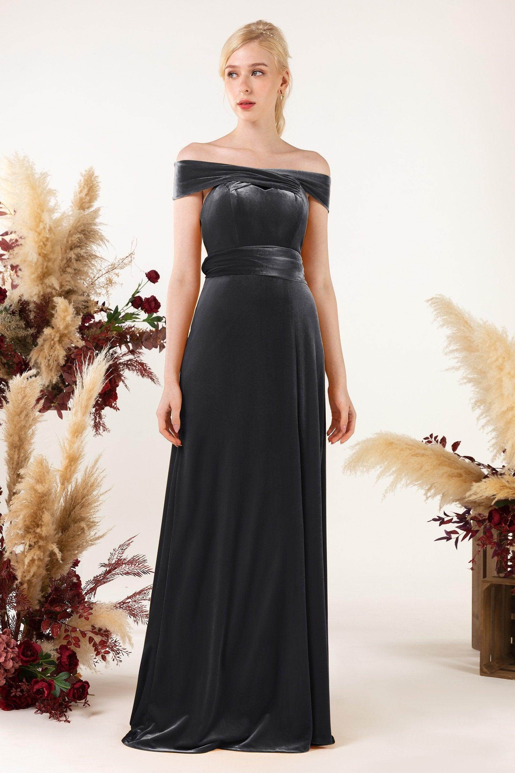 Sheath Sweep-Brush Train Velvet Bridesmaid Dress CB0516