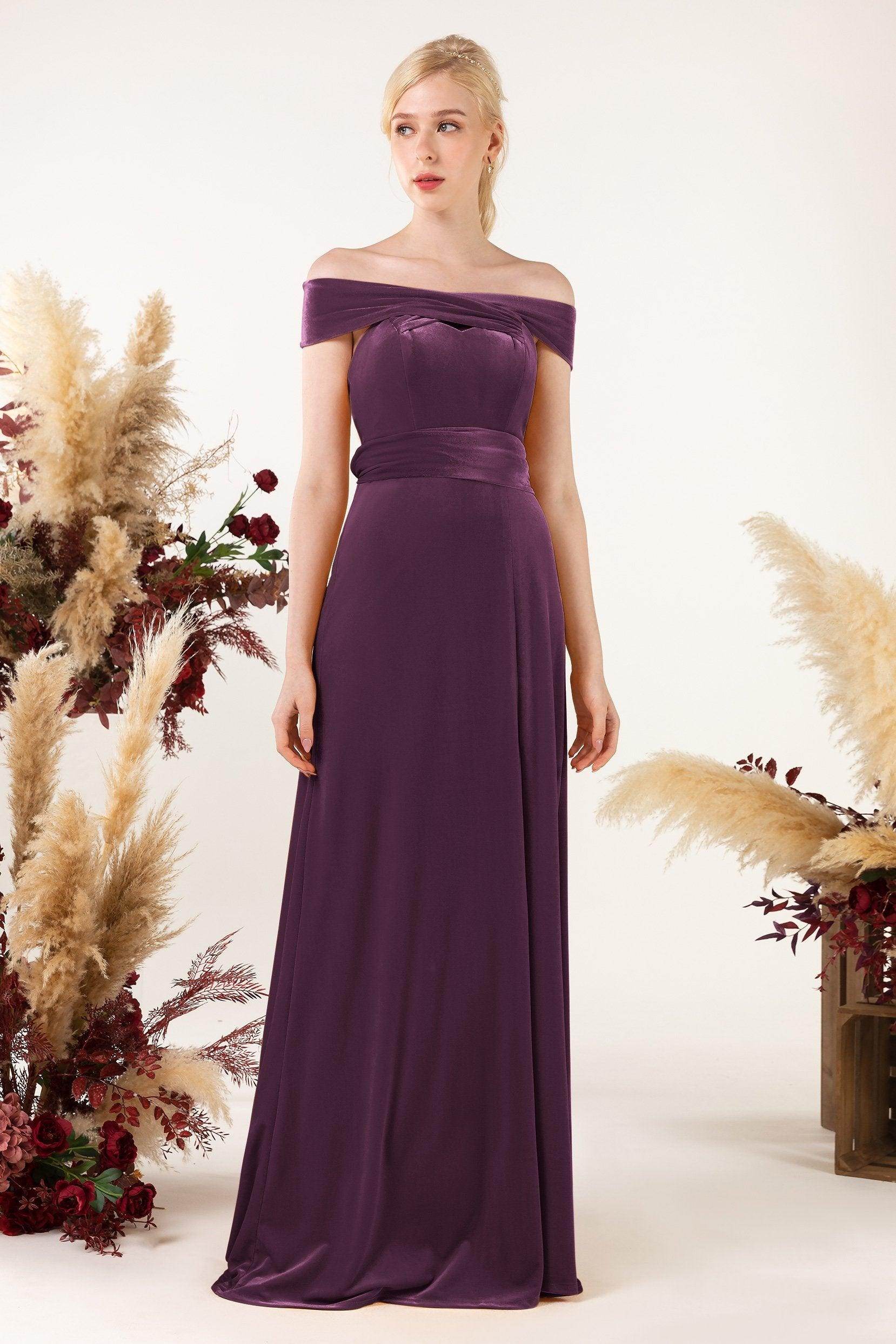 Sheath Sweep-Brush Train Velvet Bridesmaid Dress CB0516