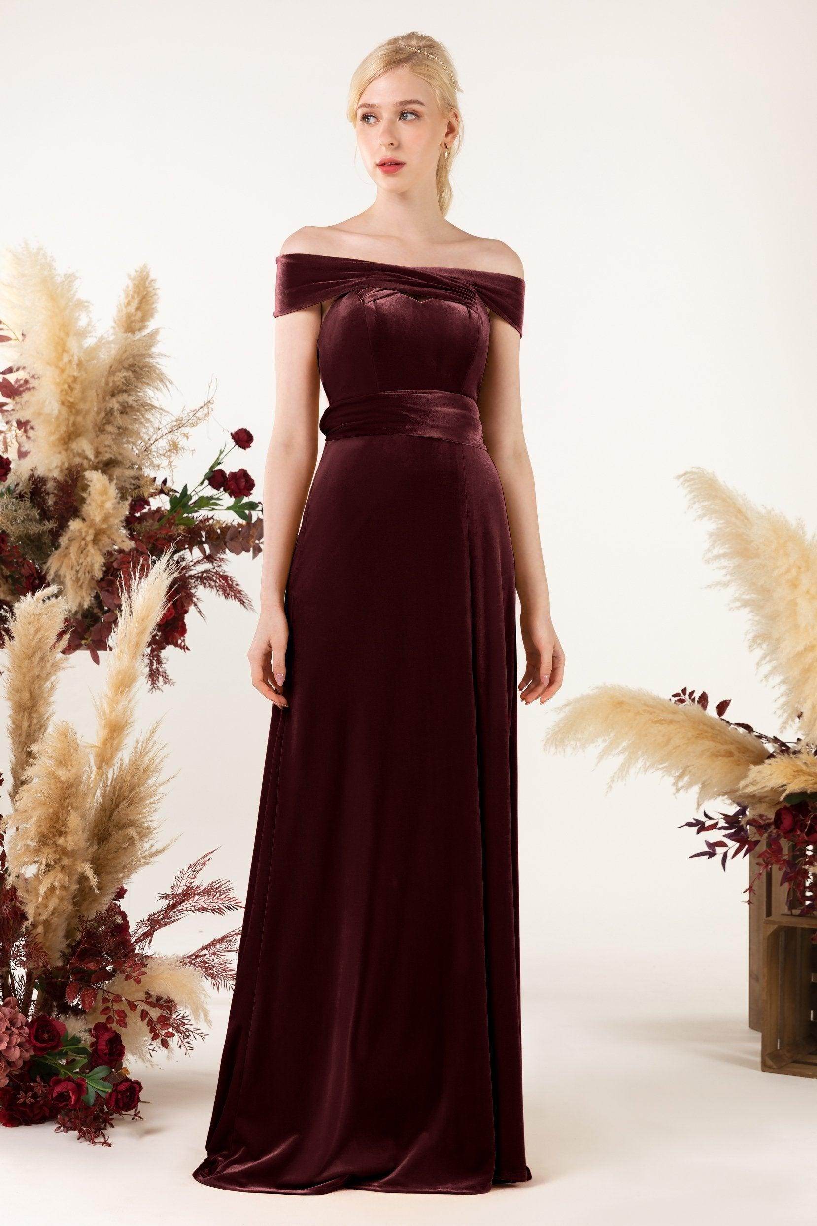 Sheath Sweep-Brush Train Velvet Bridesmaid Dress CB0516