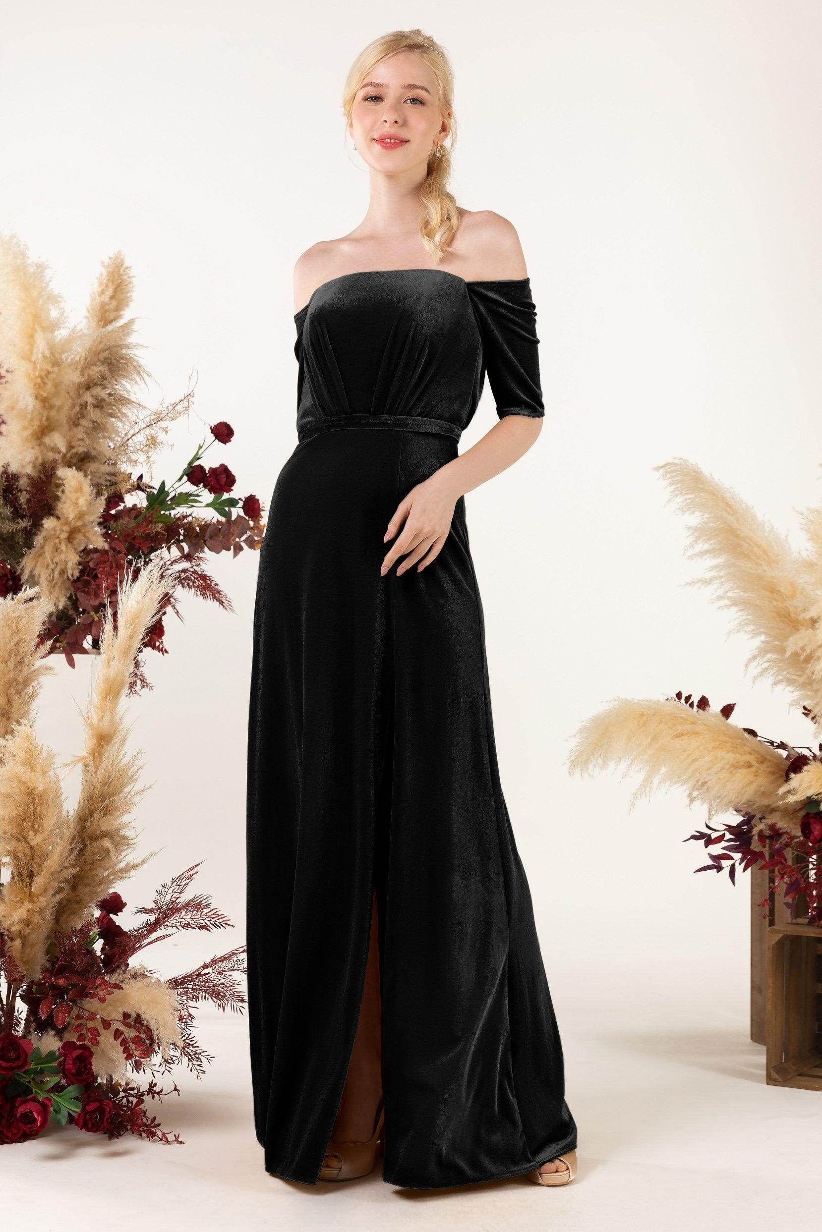 Sheath Sweep-Brush Train Velvet Bridesmaid Dress CB0519