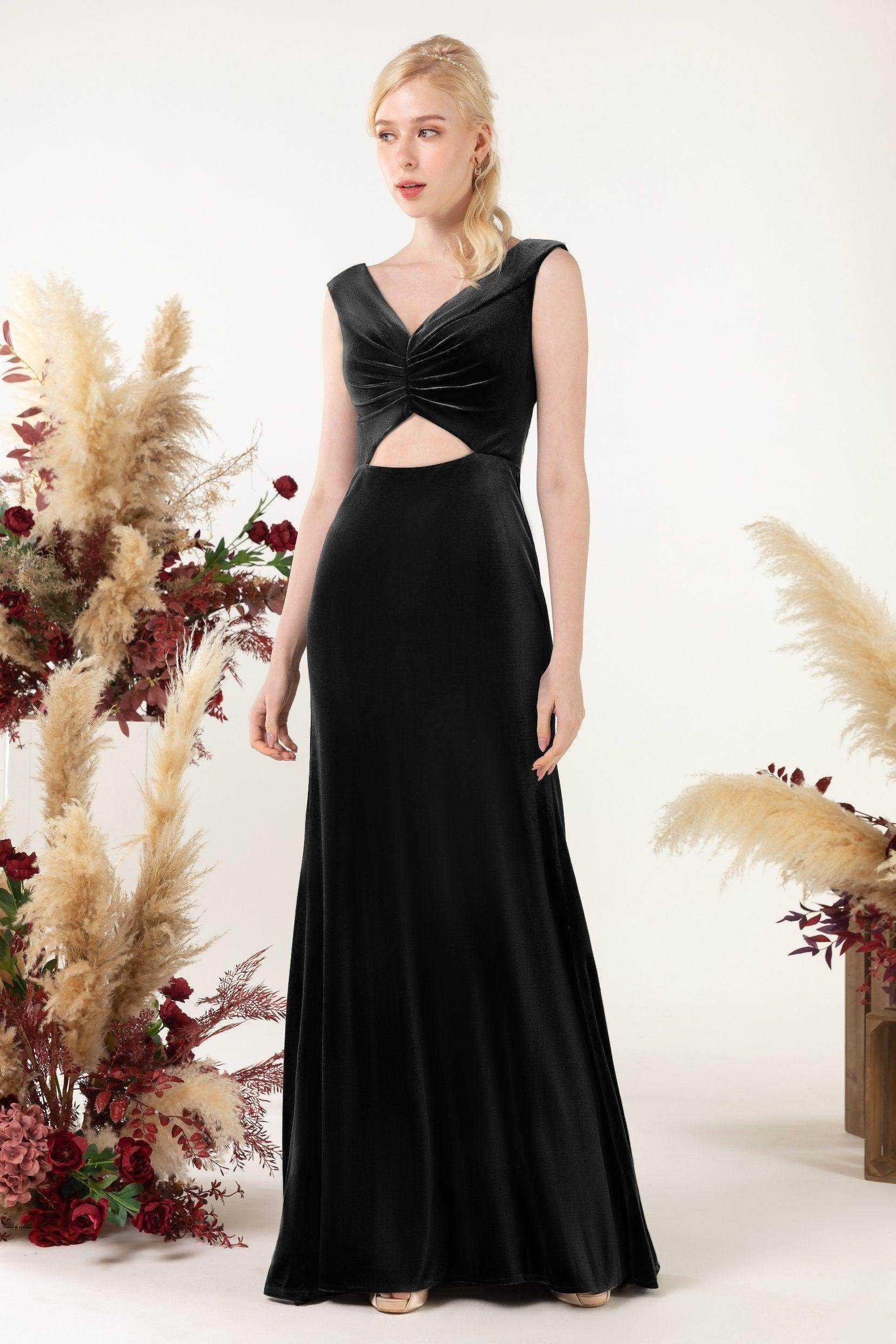 Trumpet Sweep-Brush Train Velvet Bridesmaid Dress Formal Dresses CB0521