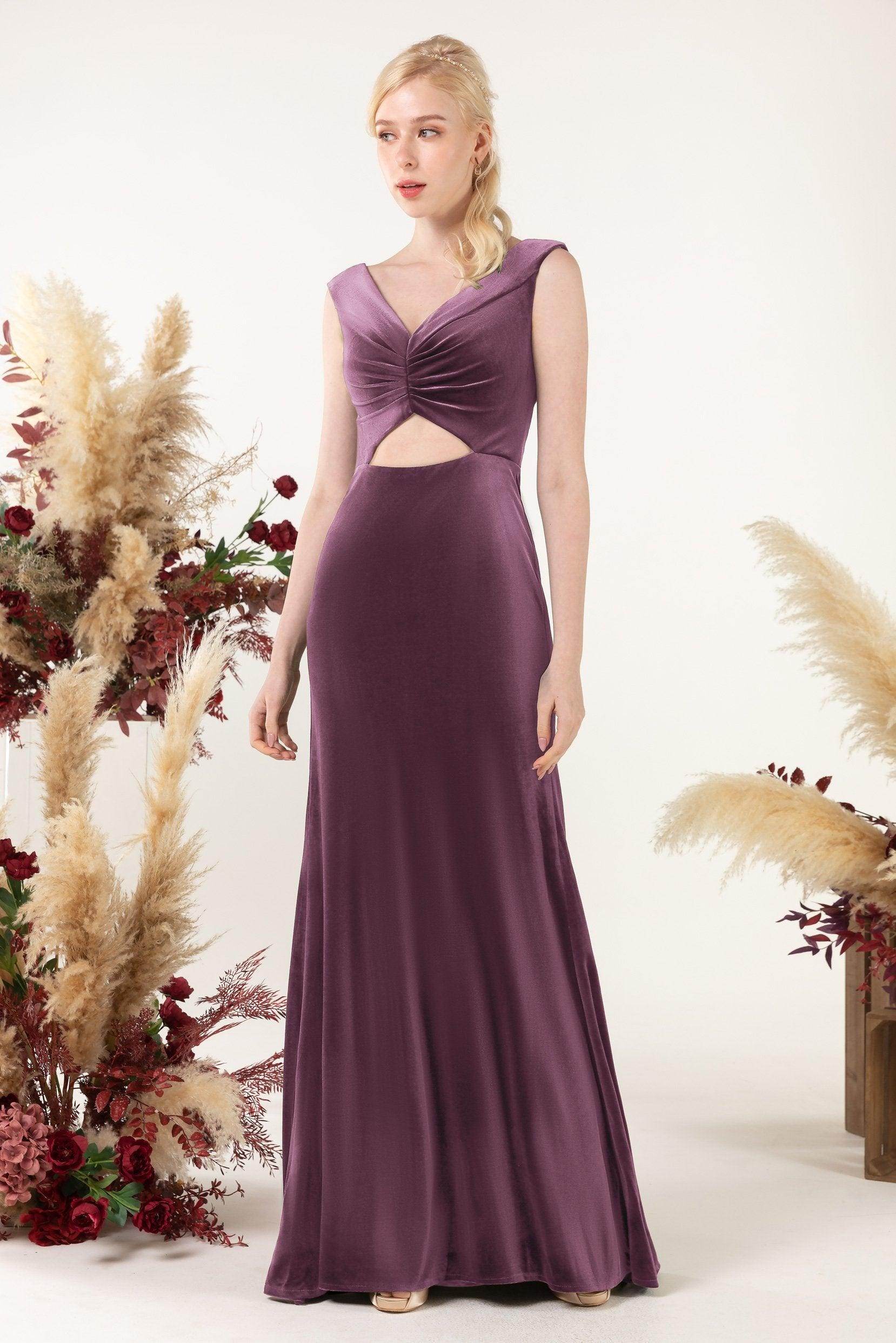 Trumpet Sweep-Brush Train Velvet Bridesmaid Dress Formal Dresses CB0521