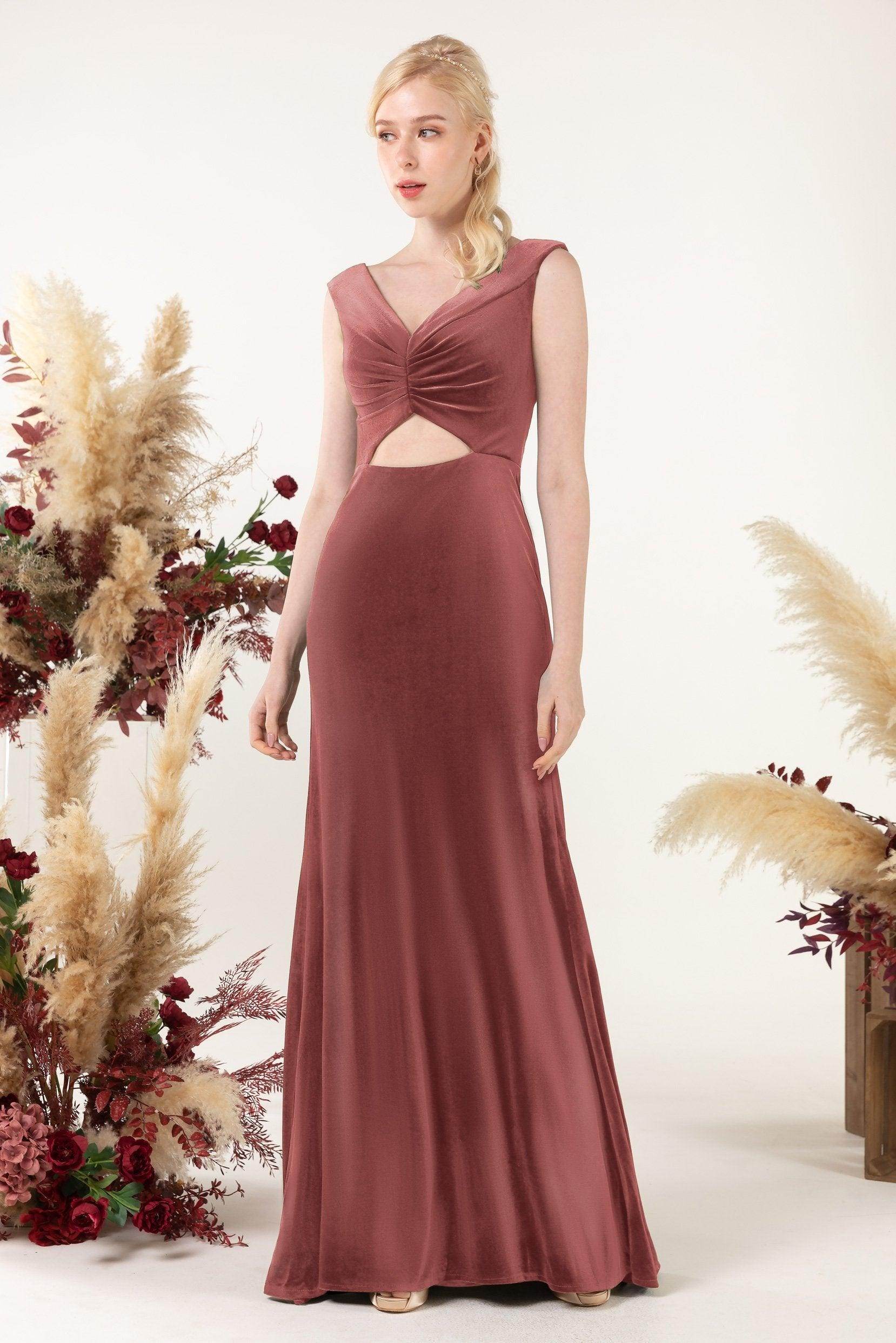 Trumpet Sweep-Brush Train Velvet Bridesmaid Dress Formal Dresses CB0521