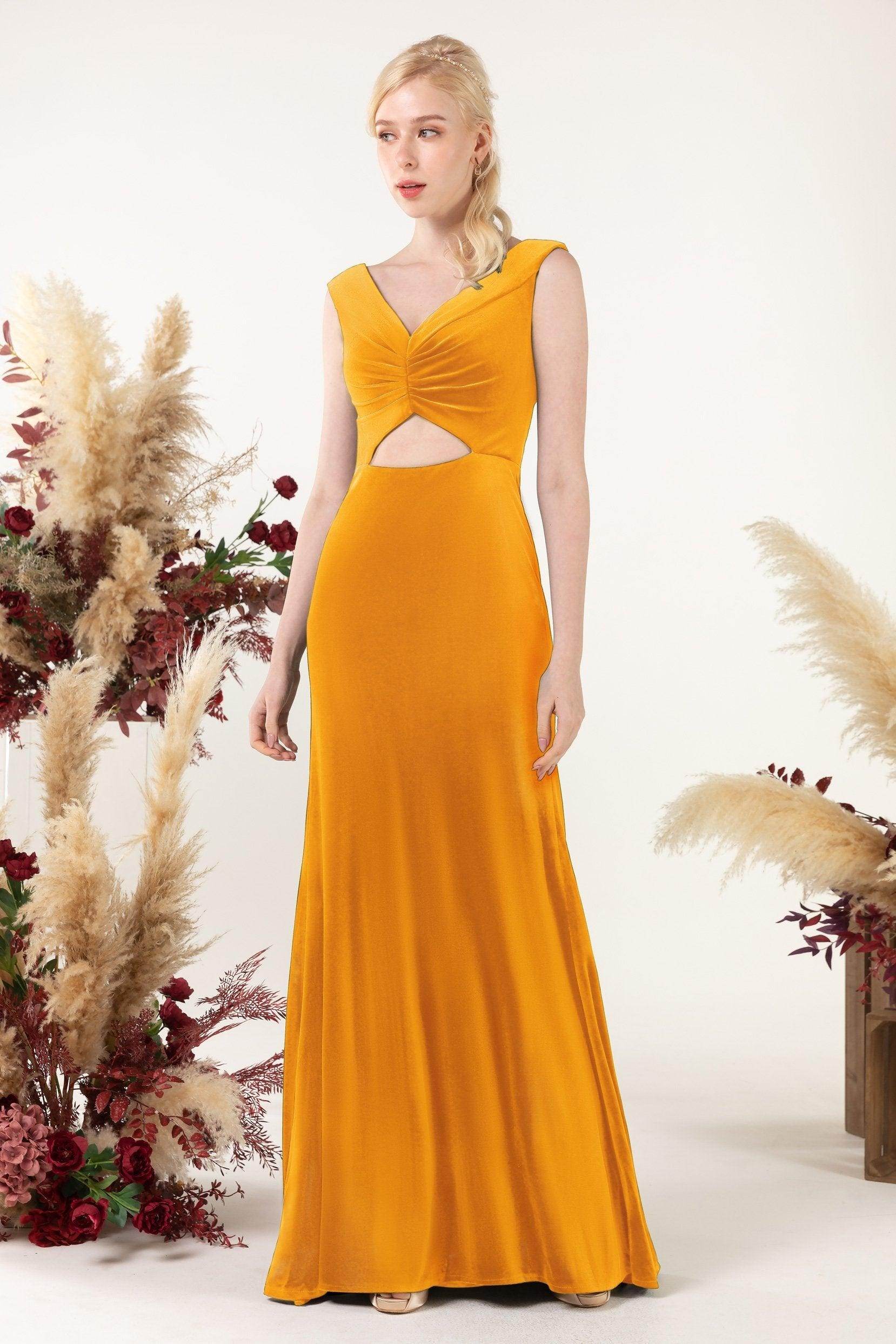 Trumpet Sweep-Brush Train Velvet Bridesmaid Dress Formal Dresses CB0521