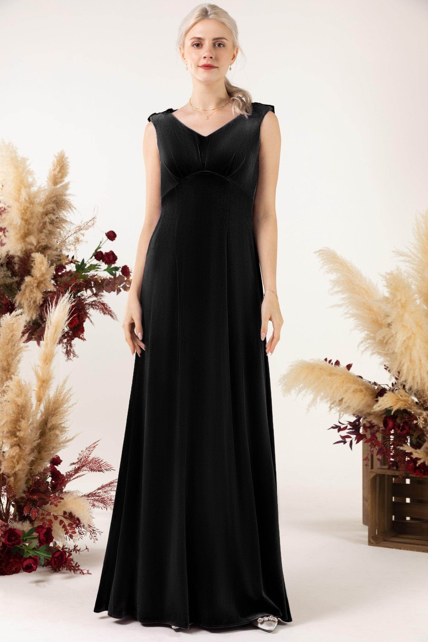 Sheath-Column Floor Length Velvet Bridesmaid Dress Formal Dresses CB0524