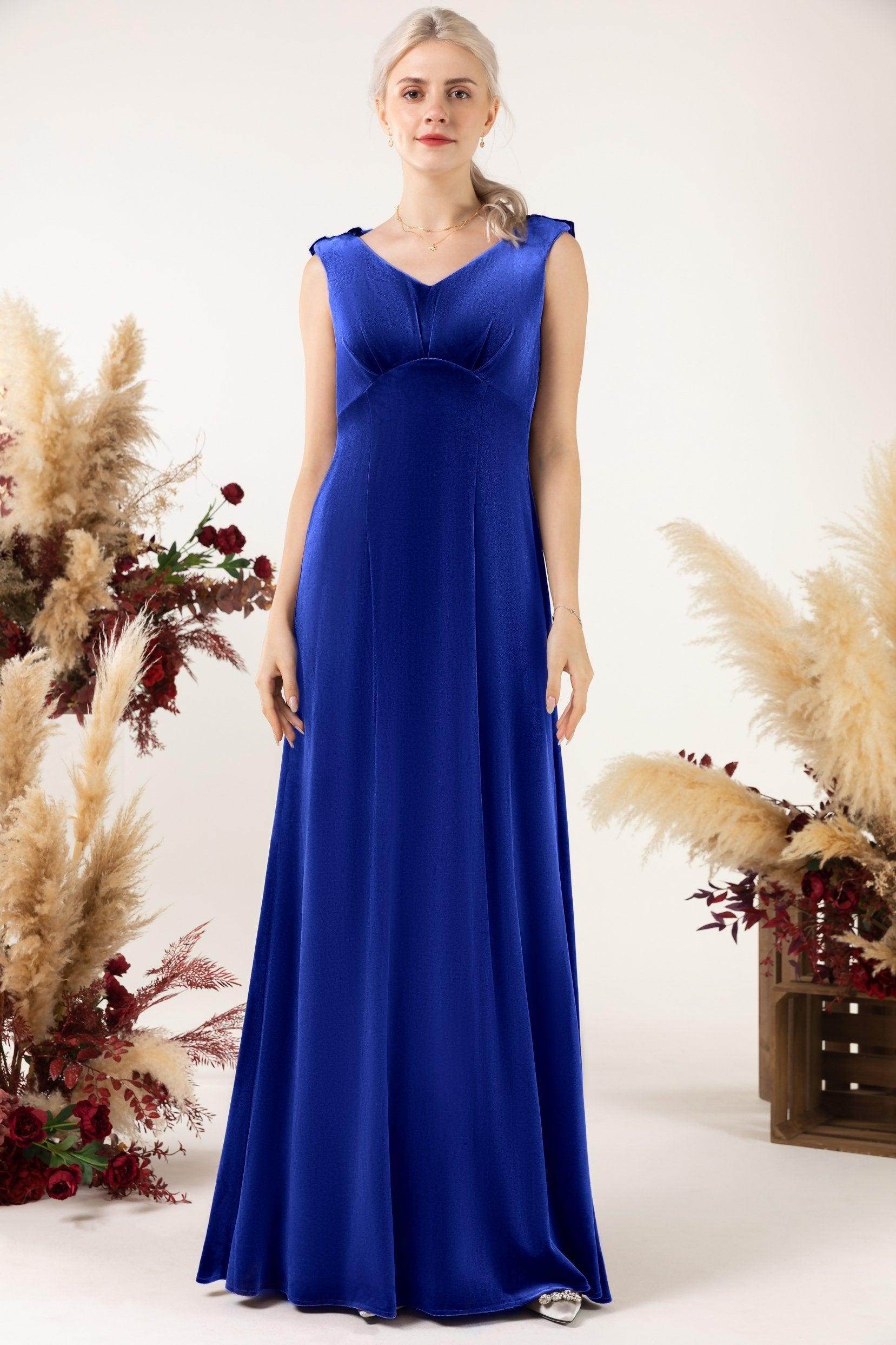 Sheath-Column Floor Length Velvet Bridesmaid Dress Formal Dresses CB0524