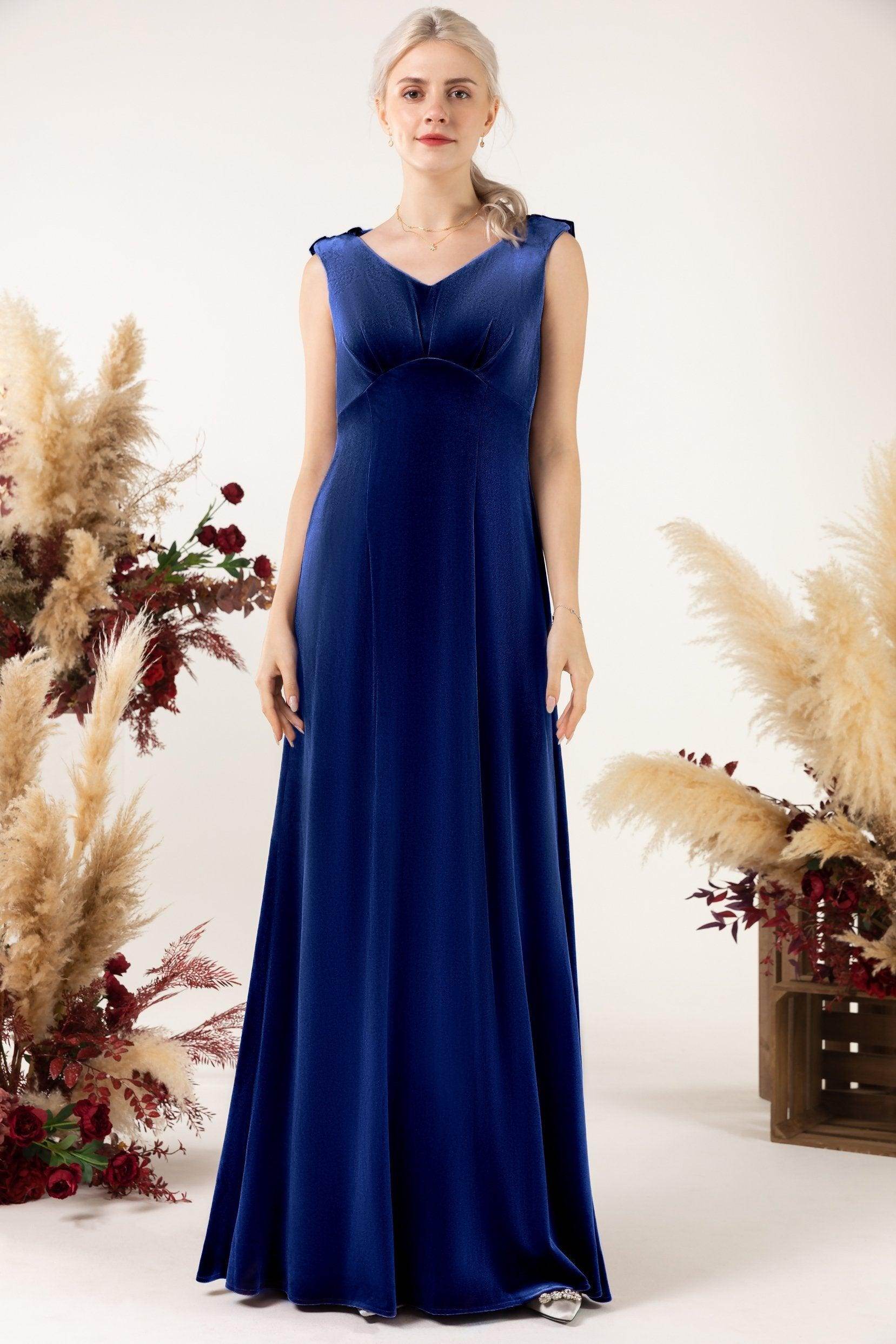 Sheath-Column Floor Length Velvet Bridesmaid Dress Formal Dresses CB0524