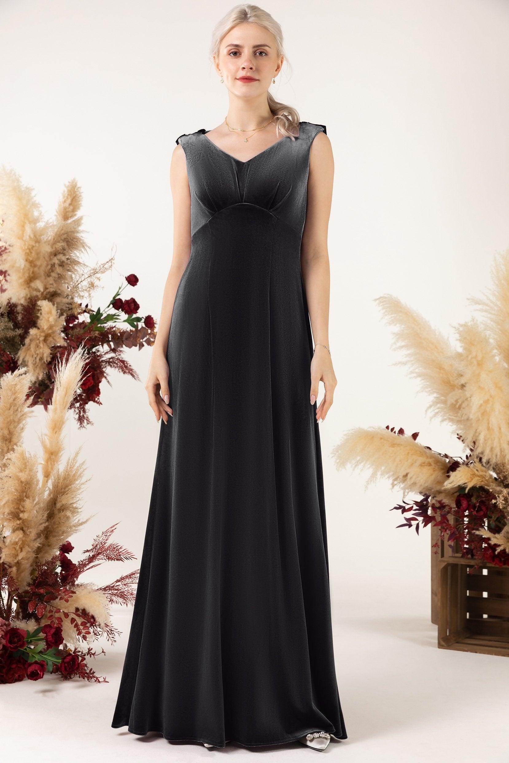Sheath-Column Floor Length Velvet Bridesmaid Dress Formal Dresses CB0524
