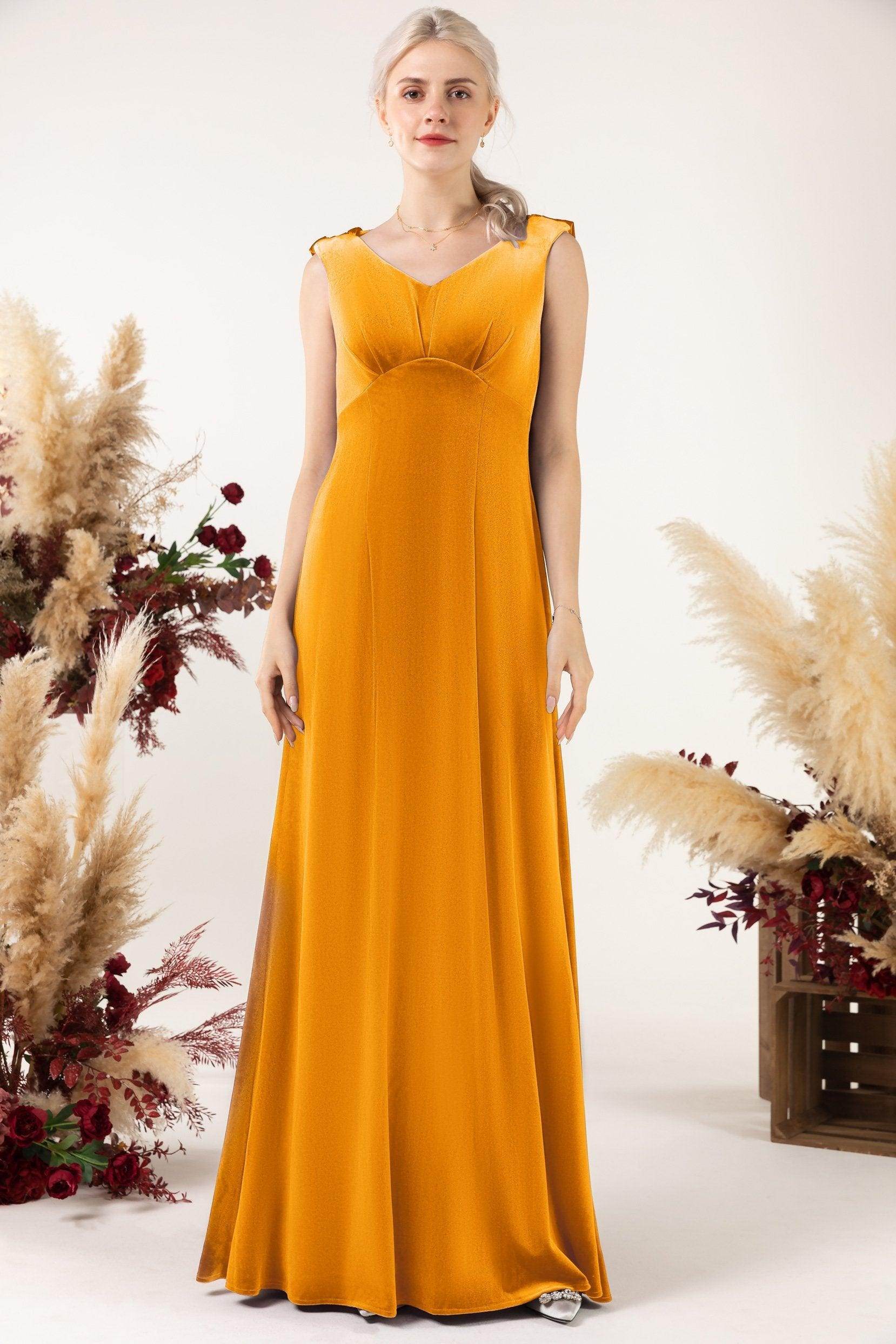 Sheath-Column Floor Length Velvet Bridesmaid Dress Formal Dresses CB0524