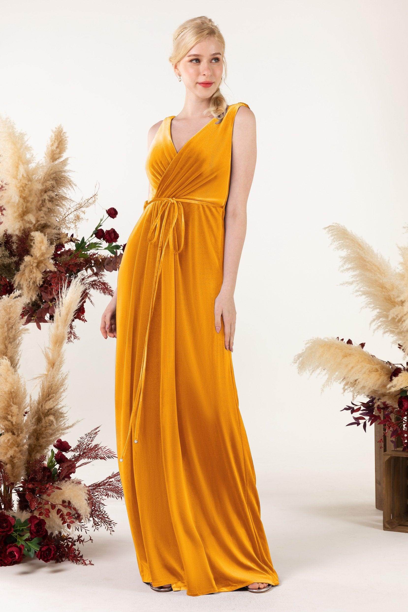 Sheath-Column Floor Length Velvet Bridesmaid Dress Formal Dresses CB0525