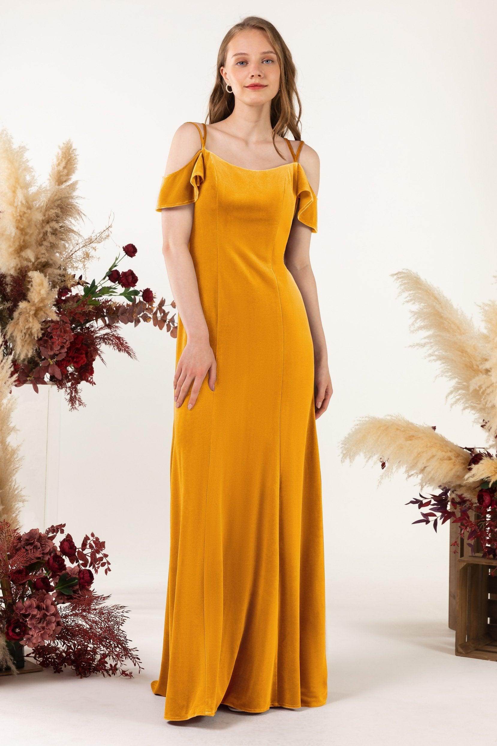 Trumpet Sweep-Brush Train Velvet Bridesmaid Dress Formal Dresses CB0526