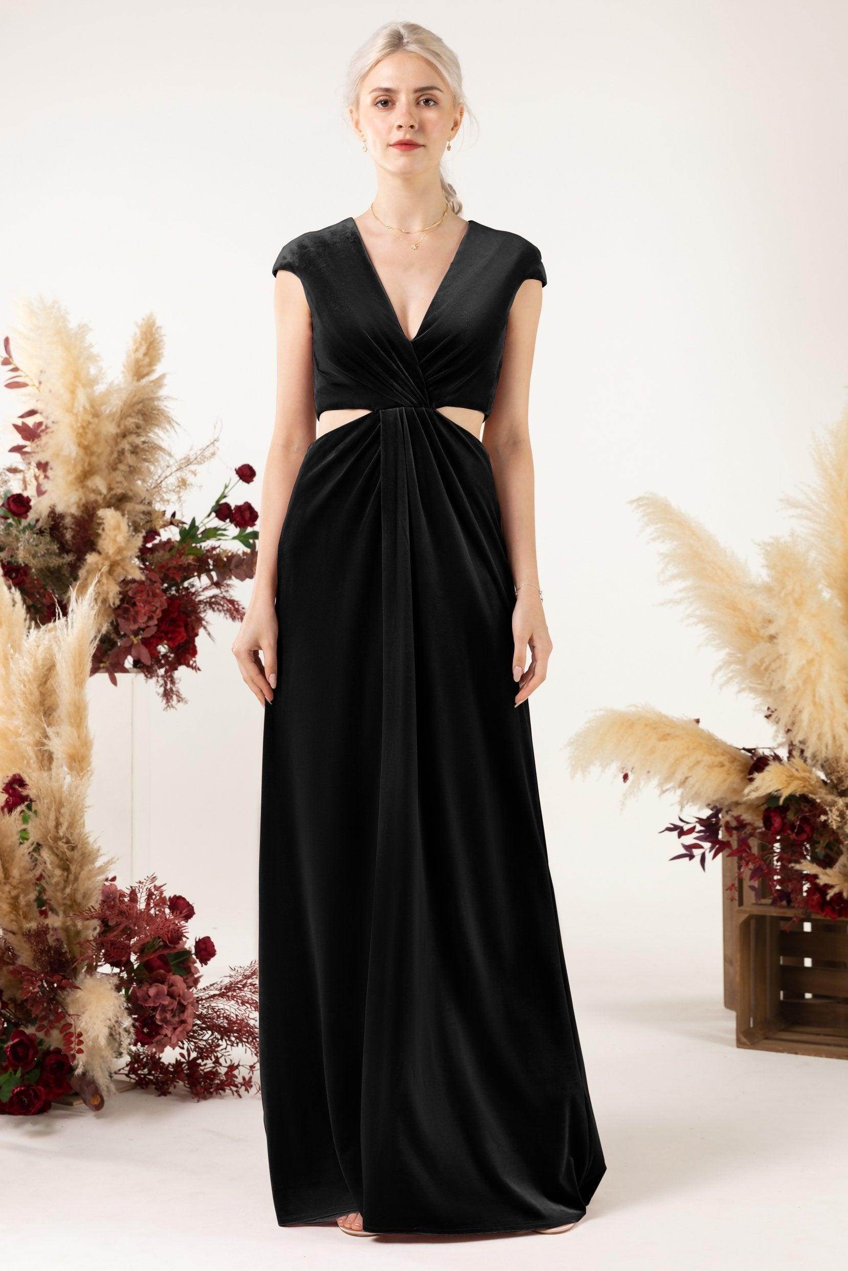 Sheath Sweep-Brush Train Velvet Bridesmaid Dress Formal Dresses CB0527