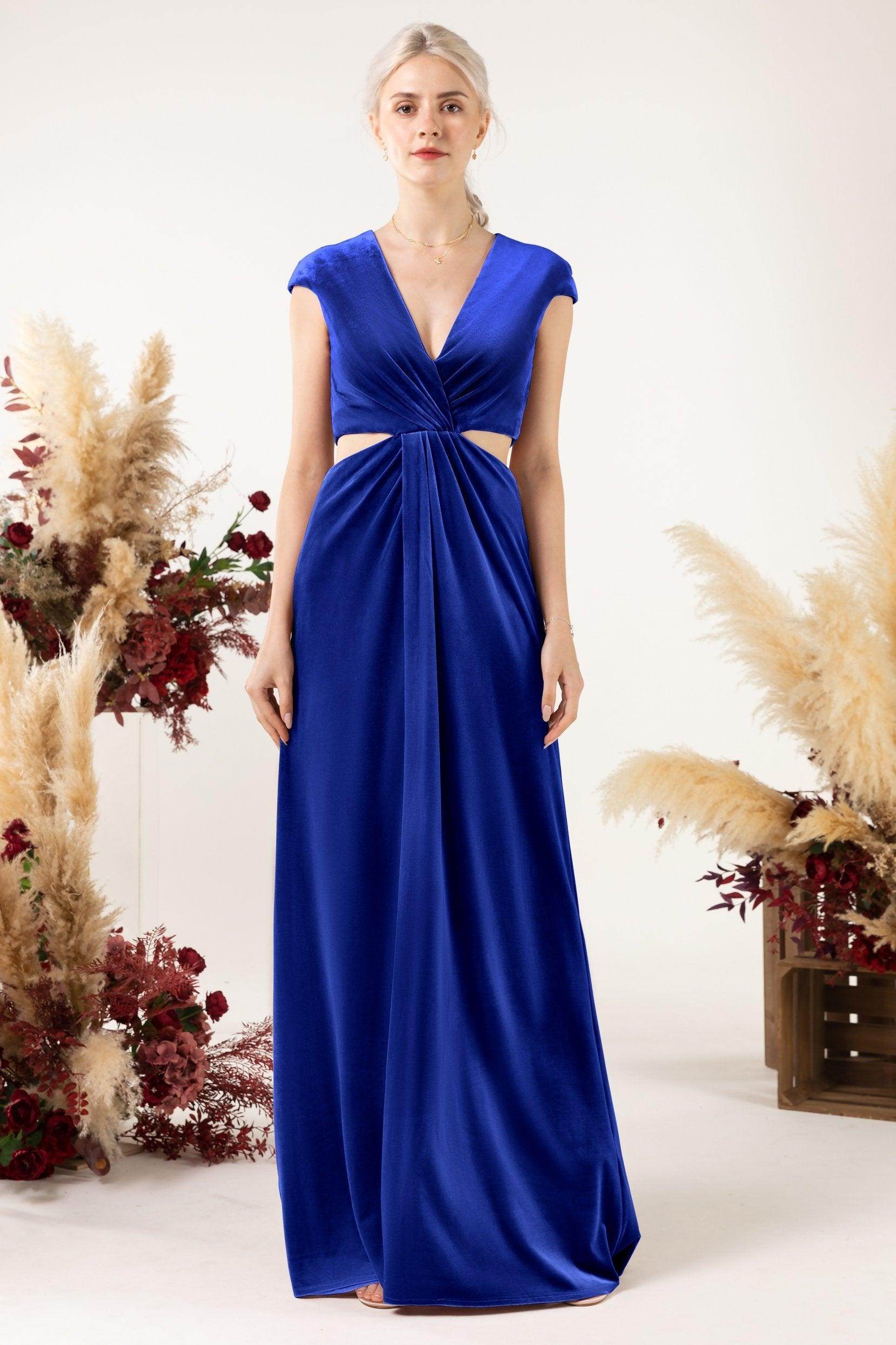 Sheath Sweep-Brush Train Velvet Bridesmaid Dress Formal Dresses CB0527