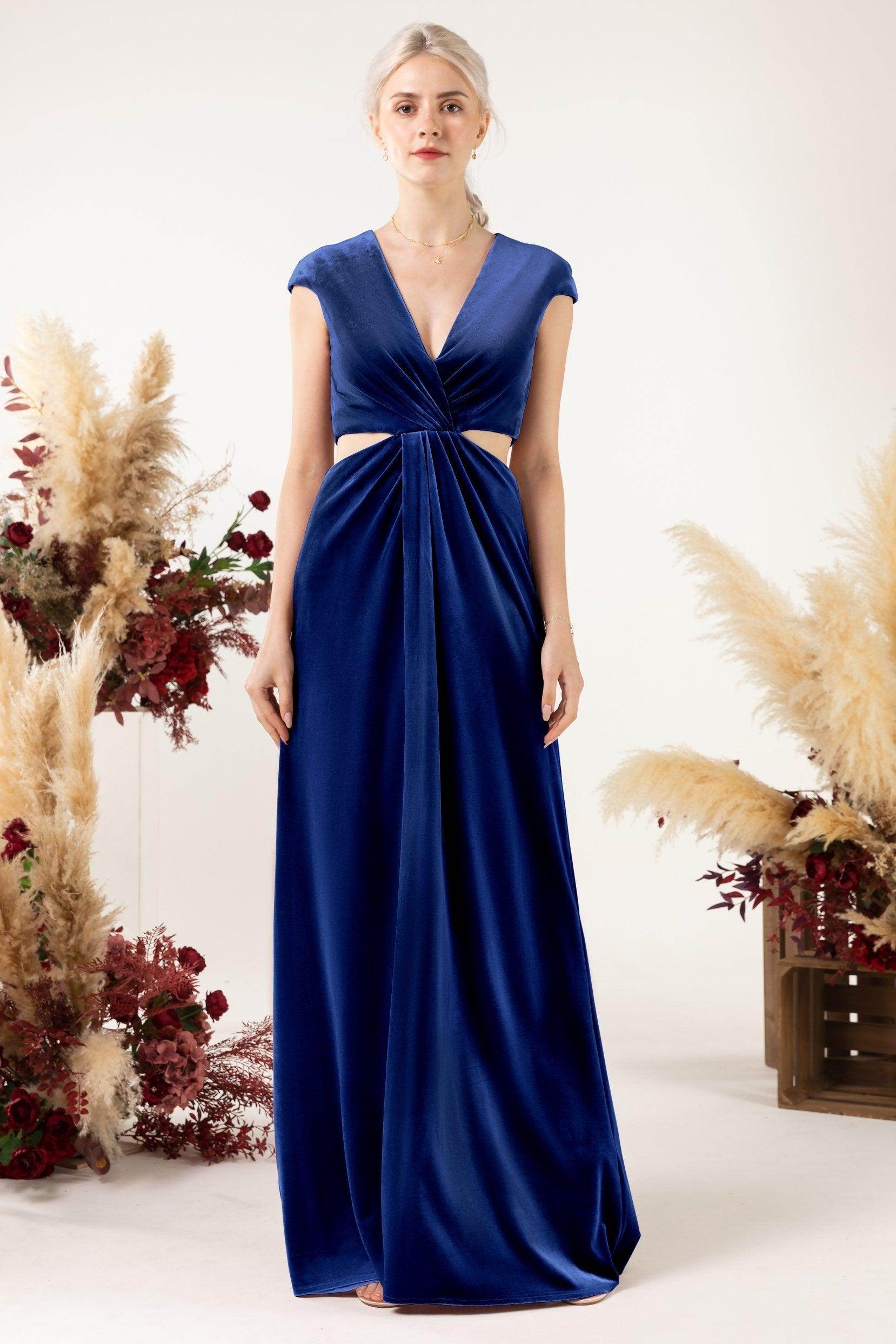 Sheath Sweep-Brush Train Velvet Bridesmaid Dress Formal Dresses CB0527