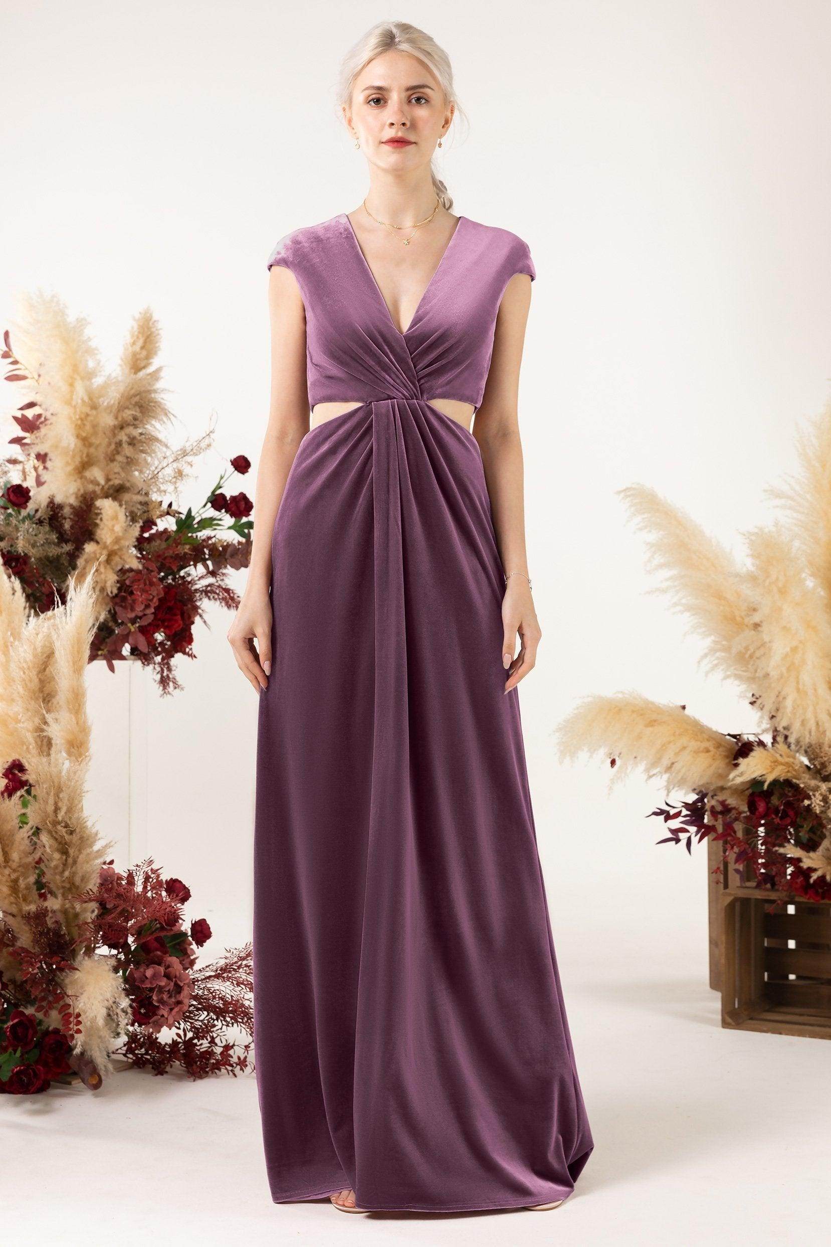 Sheath Sweep-Brush Train Velvet Bridesmaid Dress Formal Dresses CB0527