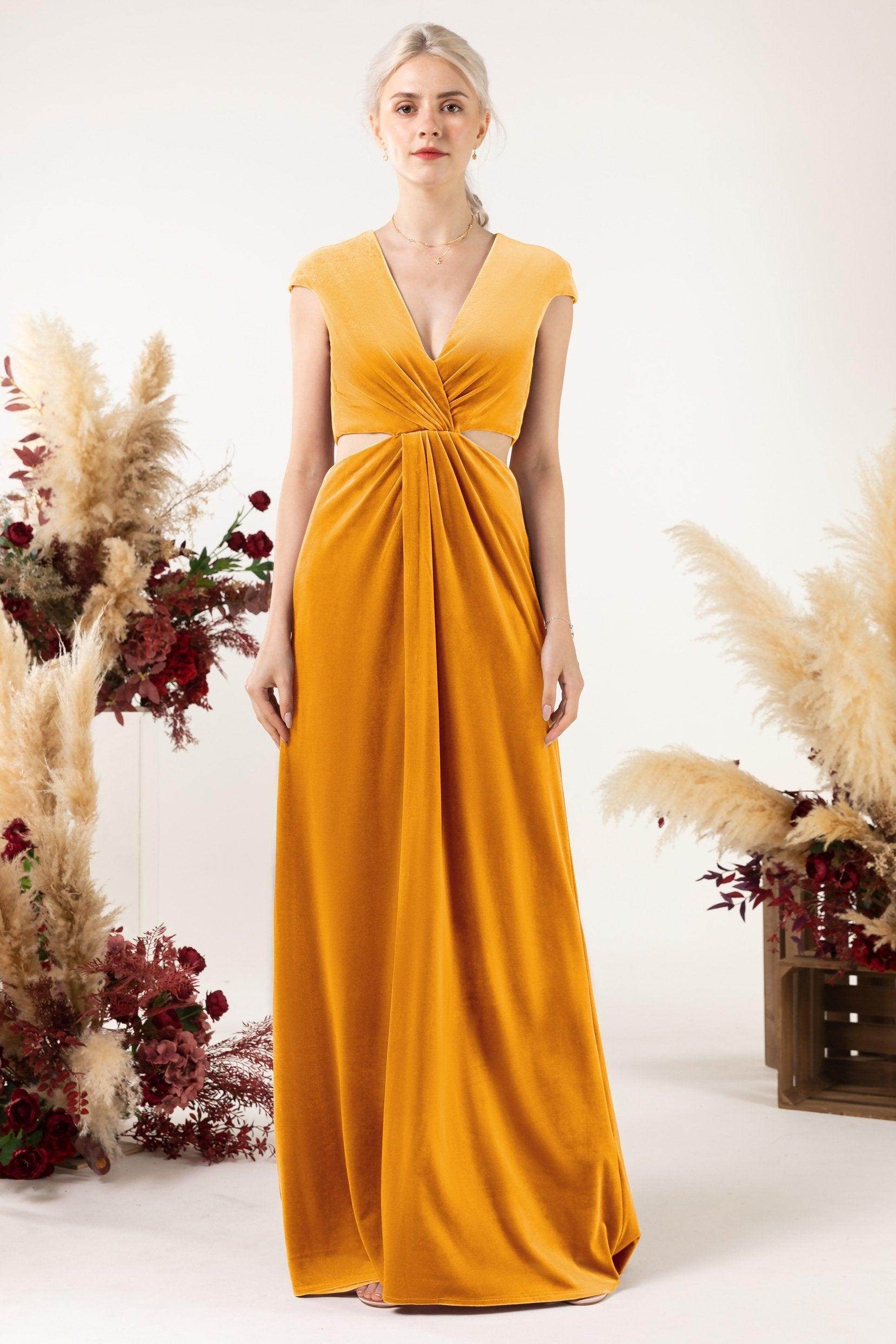Sheath Sweep-Brush Train Velvet Bridesmaid Dress Formal Dresses CB0527