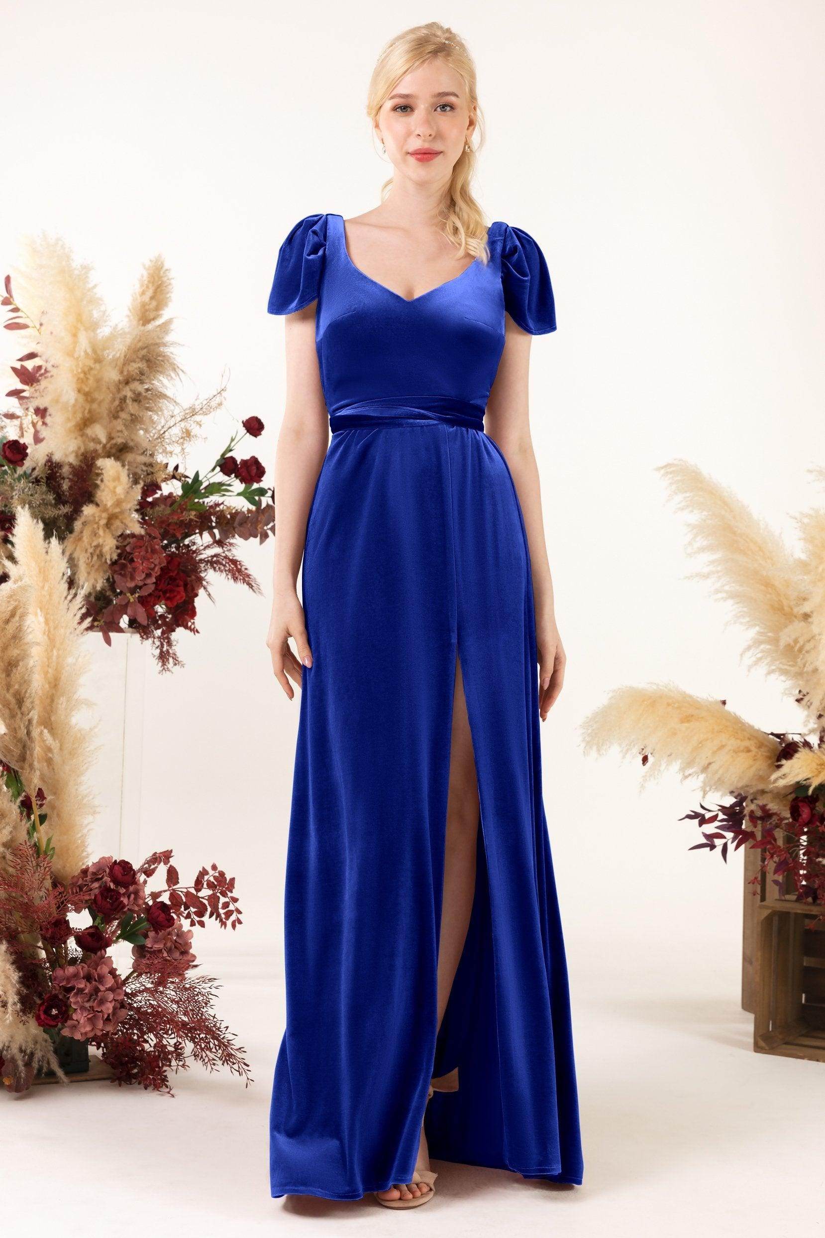 Sheath-Column Floor Length Velvet Bridesmaid Dress Formal Dresses CB0528