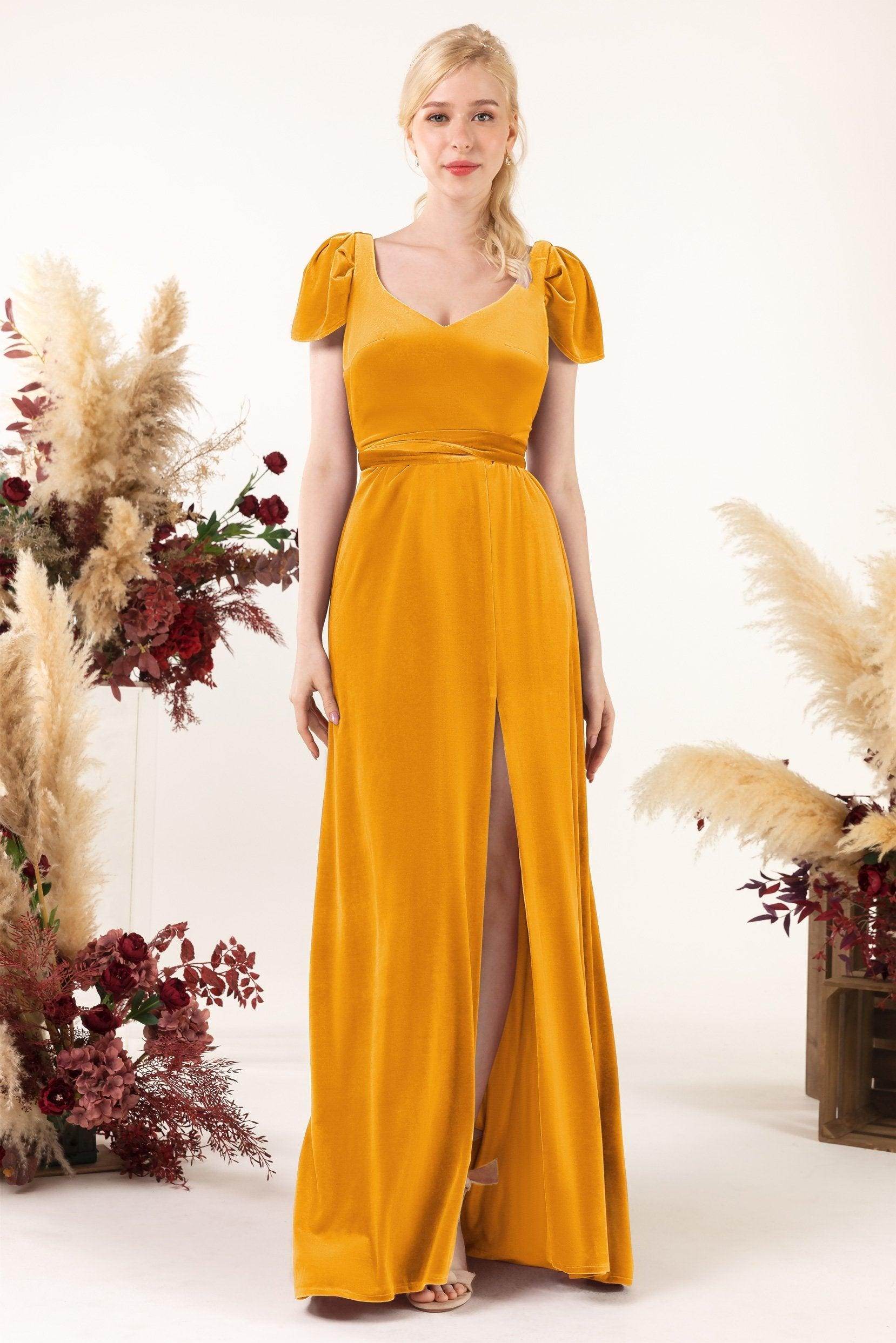 Sheath-Column Floor Length Velvet Bridesmaid Dress Formal Dresses CB0528