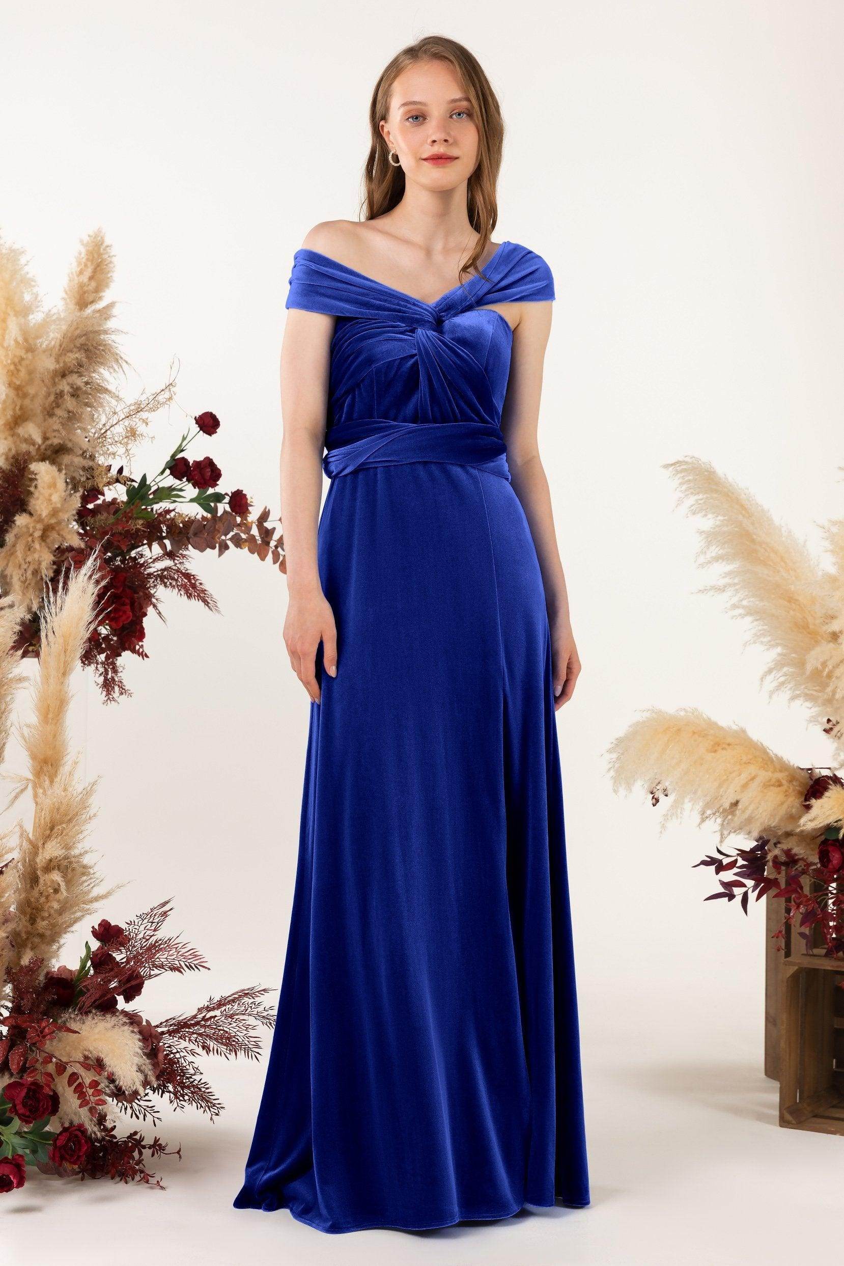 Sheath-Column Floor Length Velvet Bridesmaid Dress Formal Dresses CB0529