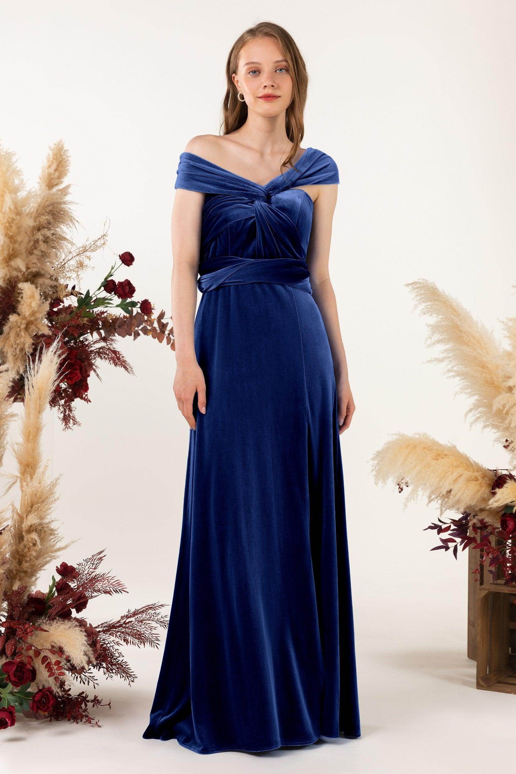 Sheath-Column Floor Length Velvet Bridesmaid Dress Formal Dresses CB0529