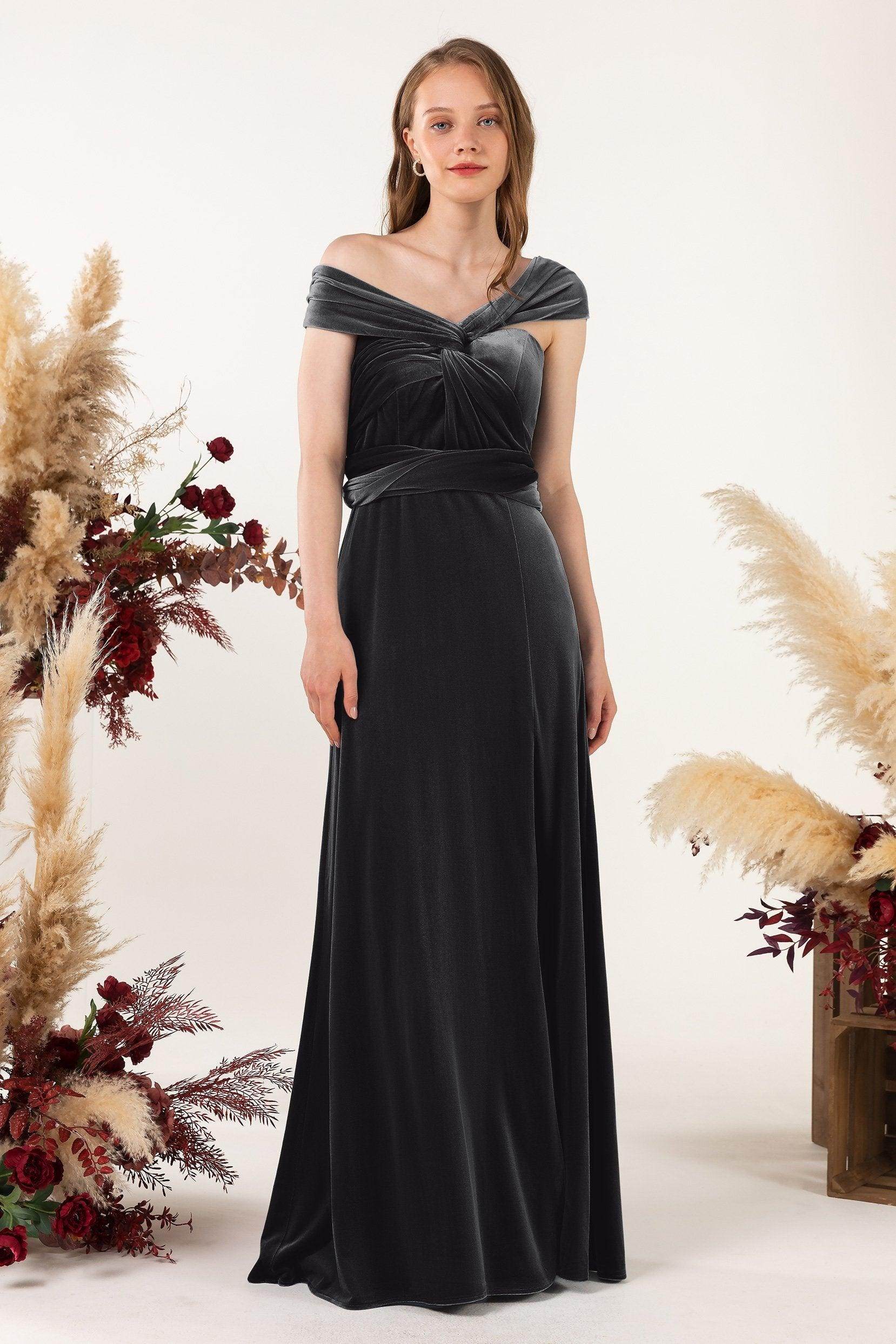 Sheath-Column Floor Length Velvet Bridesmaid Dress Formal Dresses CB0529