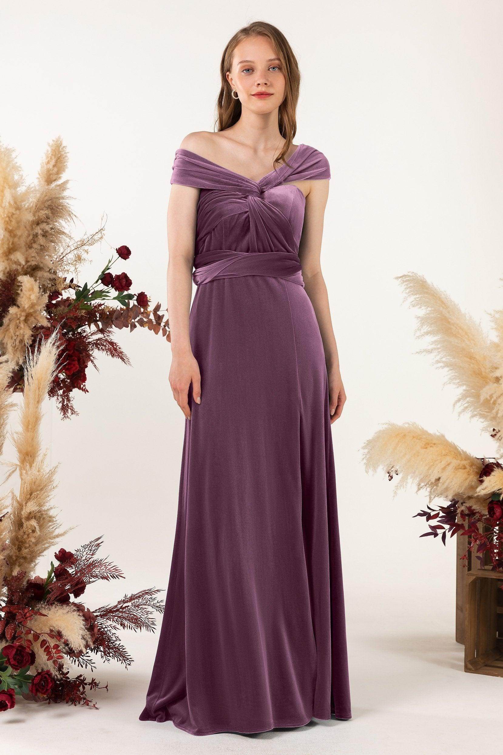 Sheath-Column Floor Length Velvet Bridesmaid Dress Formal Dresses CB0529