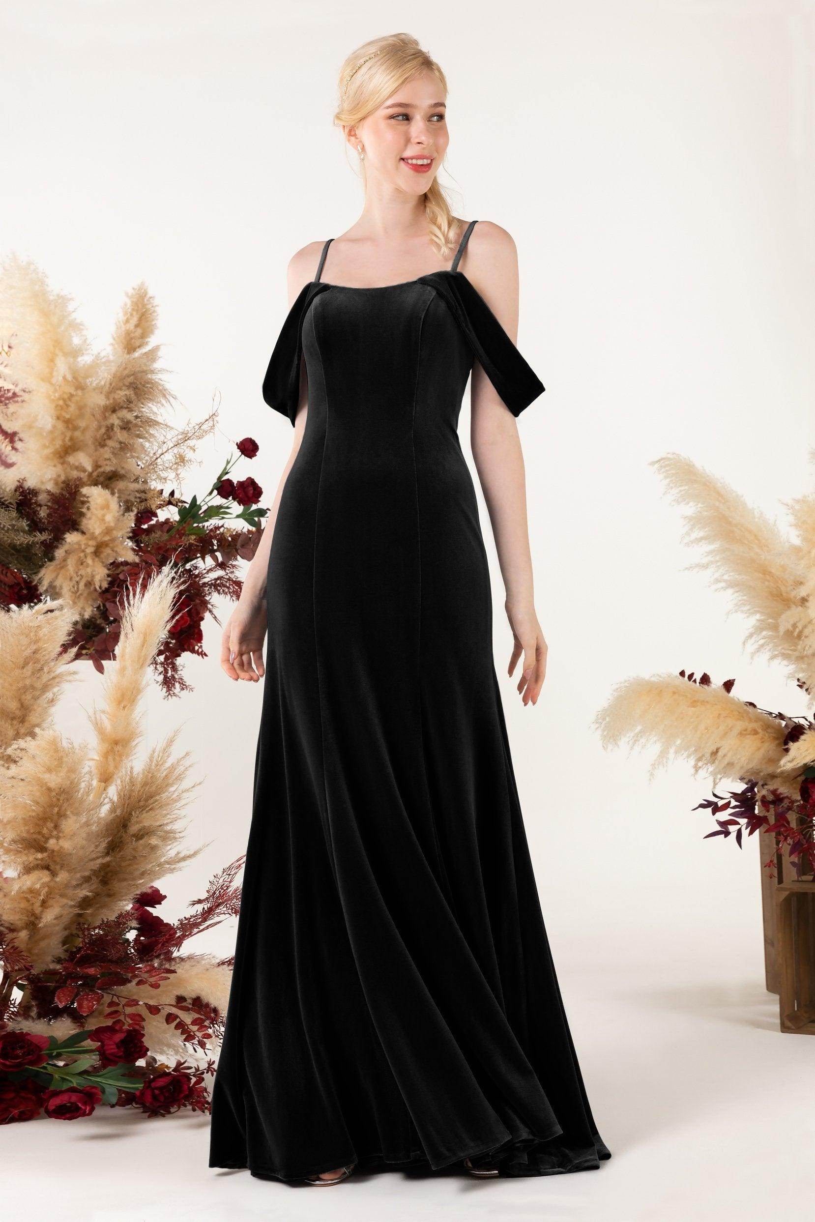 Trumpet Sweep-Brush Train Velvet Bridesmaid Dress Formal Dresses CB0531