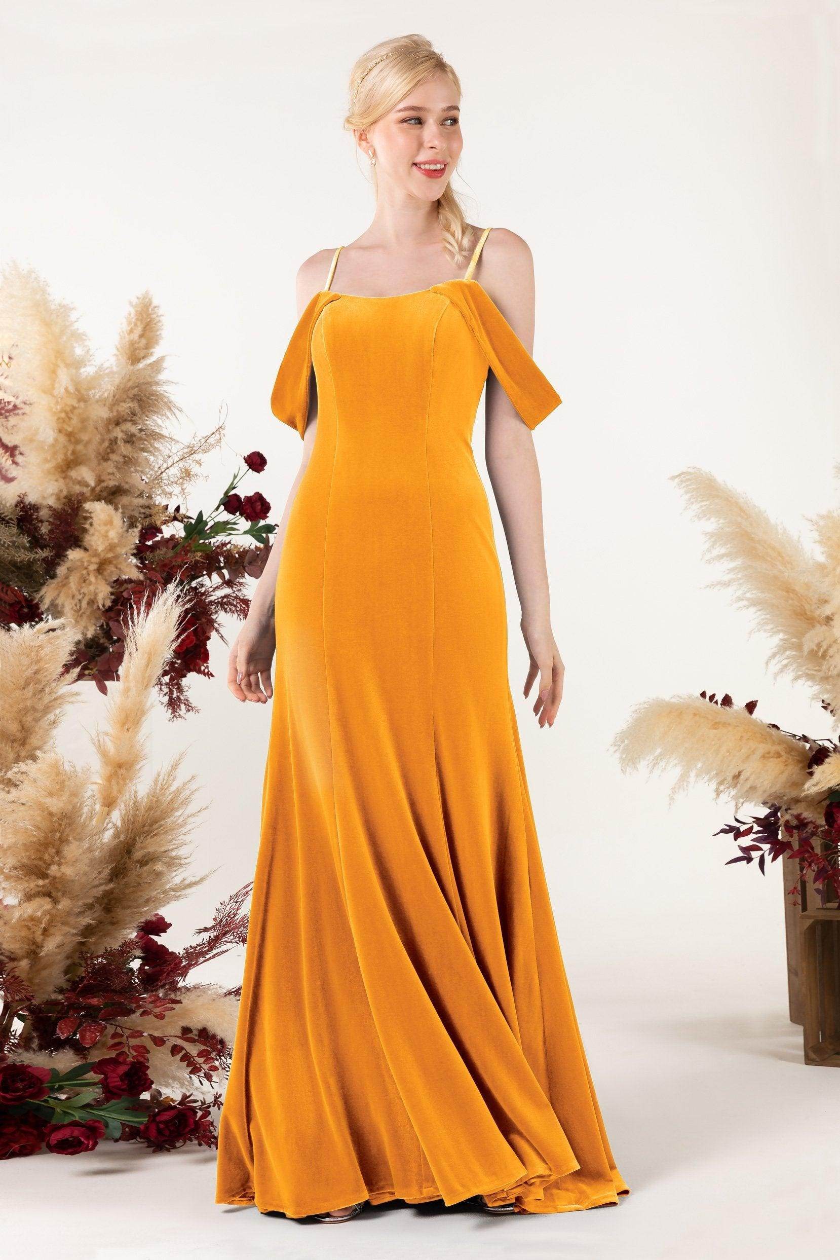 Trumpet Sweep-Brush Train Velvet Bridesmaid Dress Formal Dresses CB0531