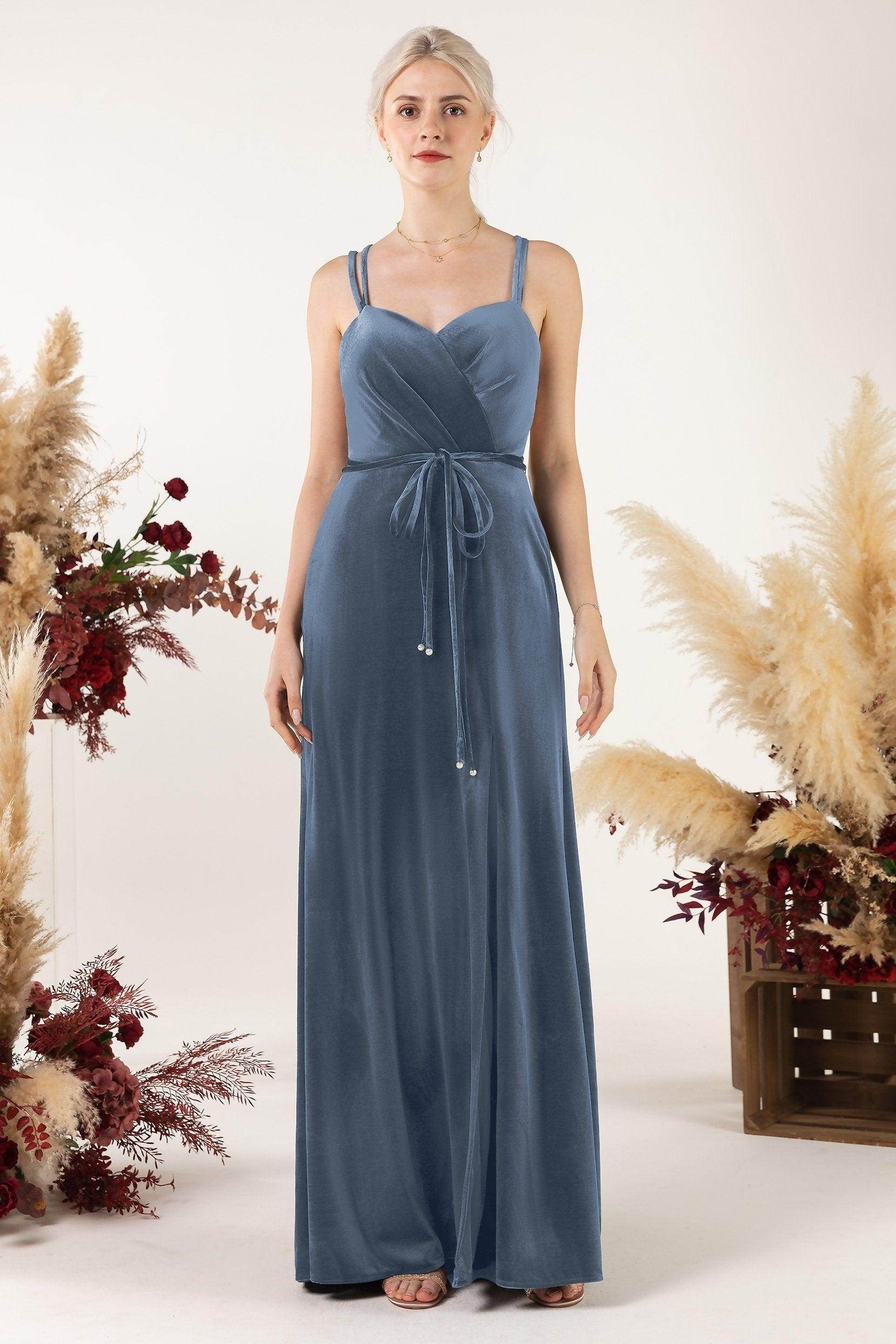 Sheath Sweep-Brush Train Velvet Bridesmaid Dress Formal Dresses CB0533