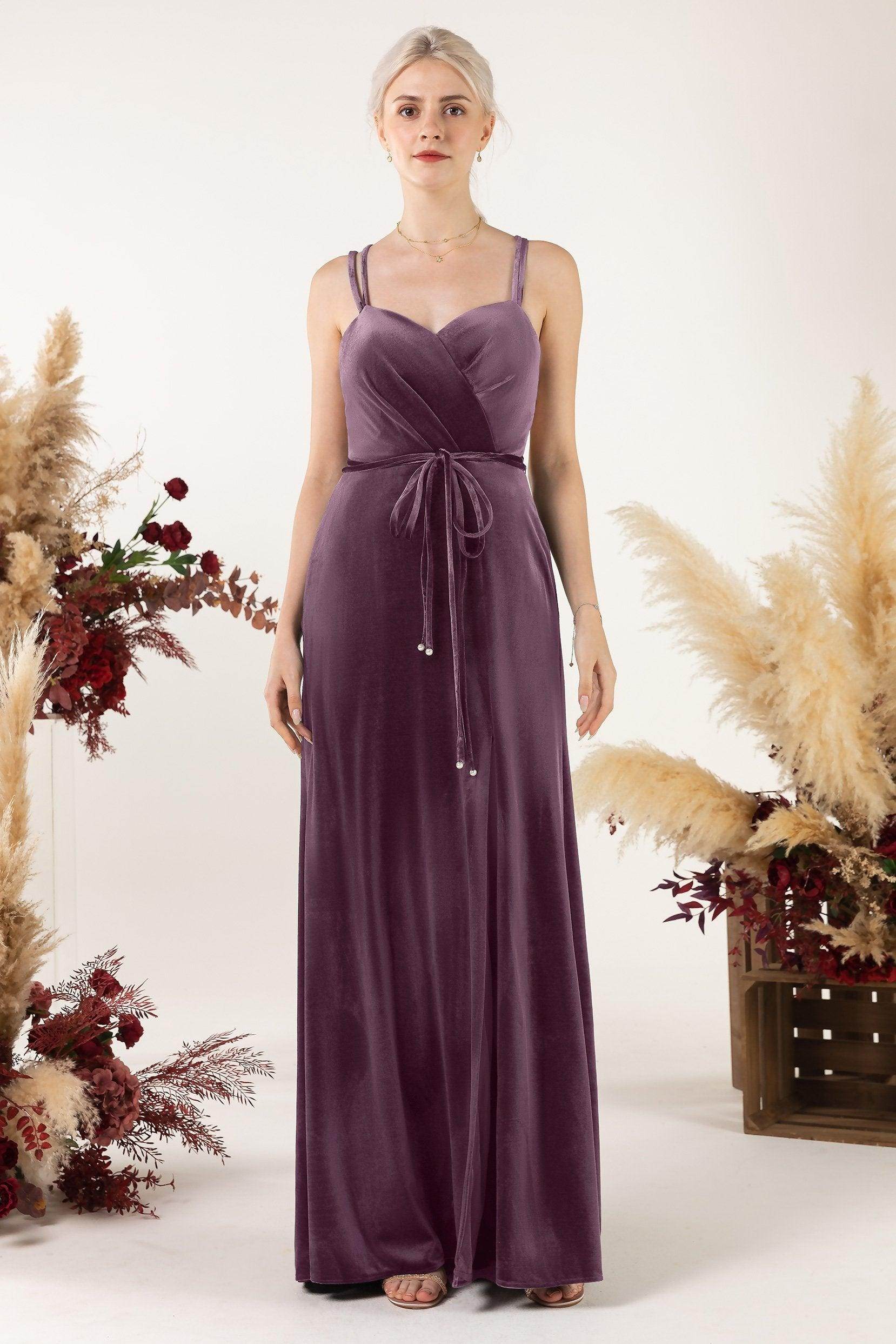Sheath Sweep-Brush Train Velvet Bridesmaid Dress Formal Dresses CB0533