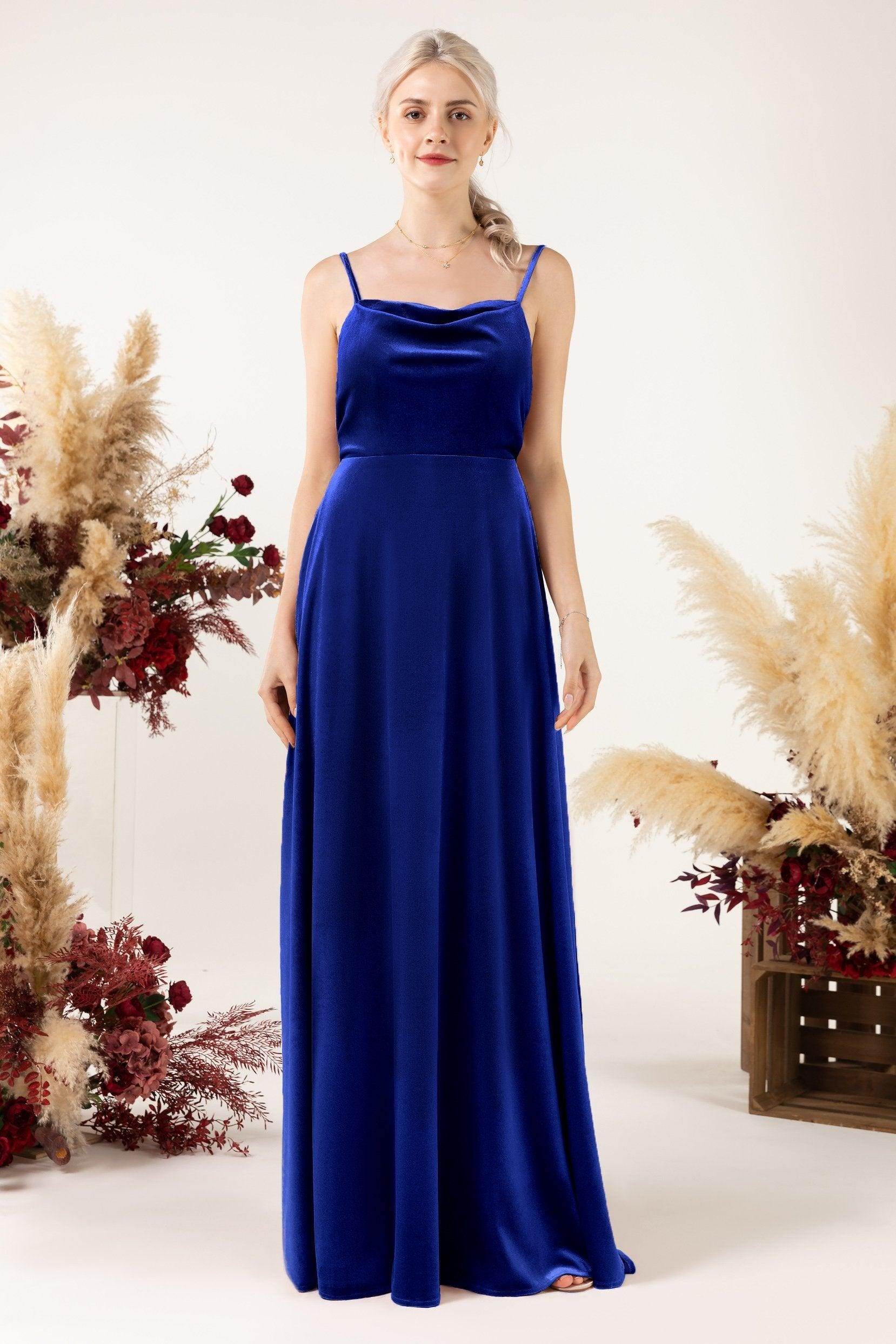 A-Line Sweep-Brush Train Velvet Bridesmaid Dress Formal Dresses CB0536