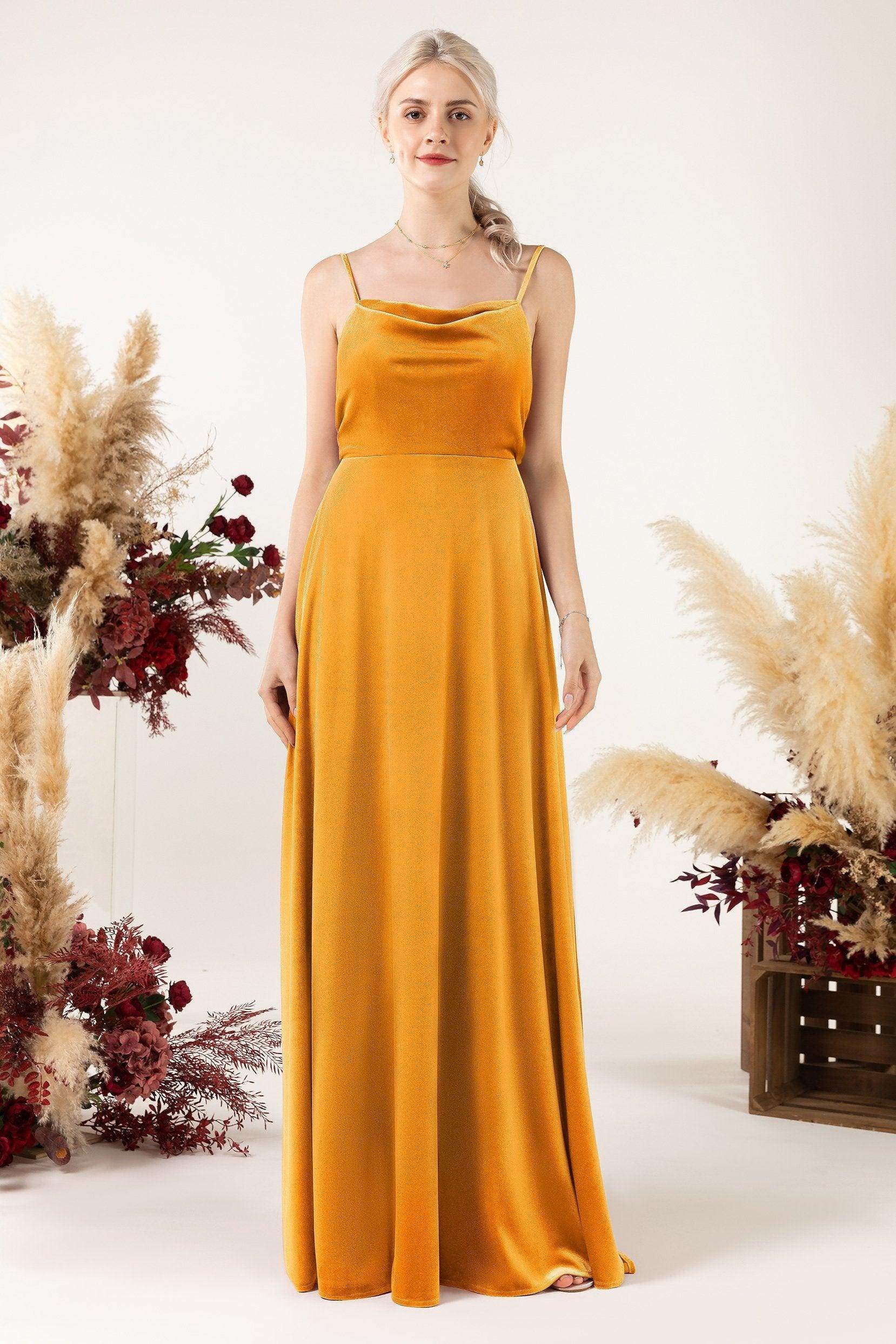 A-Line Sweep-Brush Train Velvet Bridesmaid Dress Formal Dresses CB0536