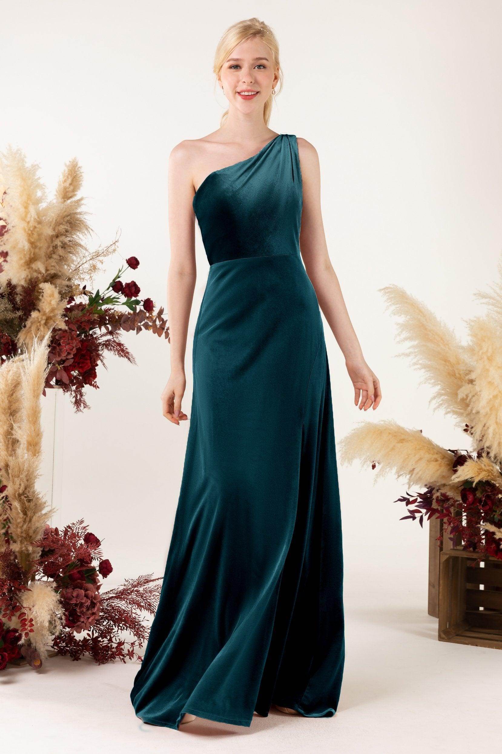 Sheath Sweep-Brush Train Velvet Bridesmaid Dress Formal Dresses CB0537PS