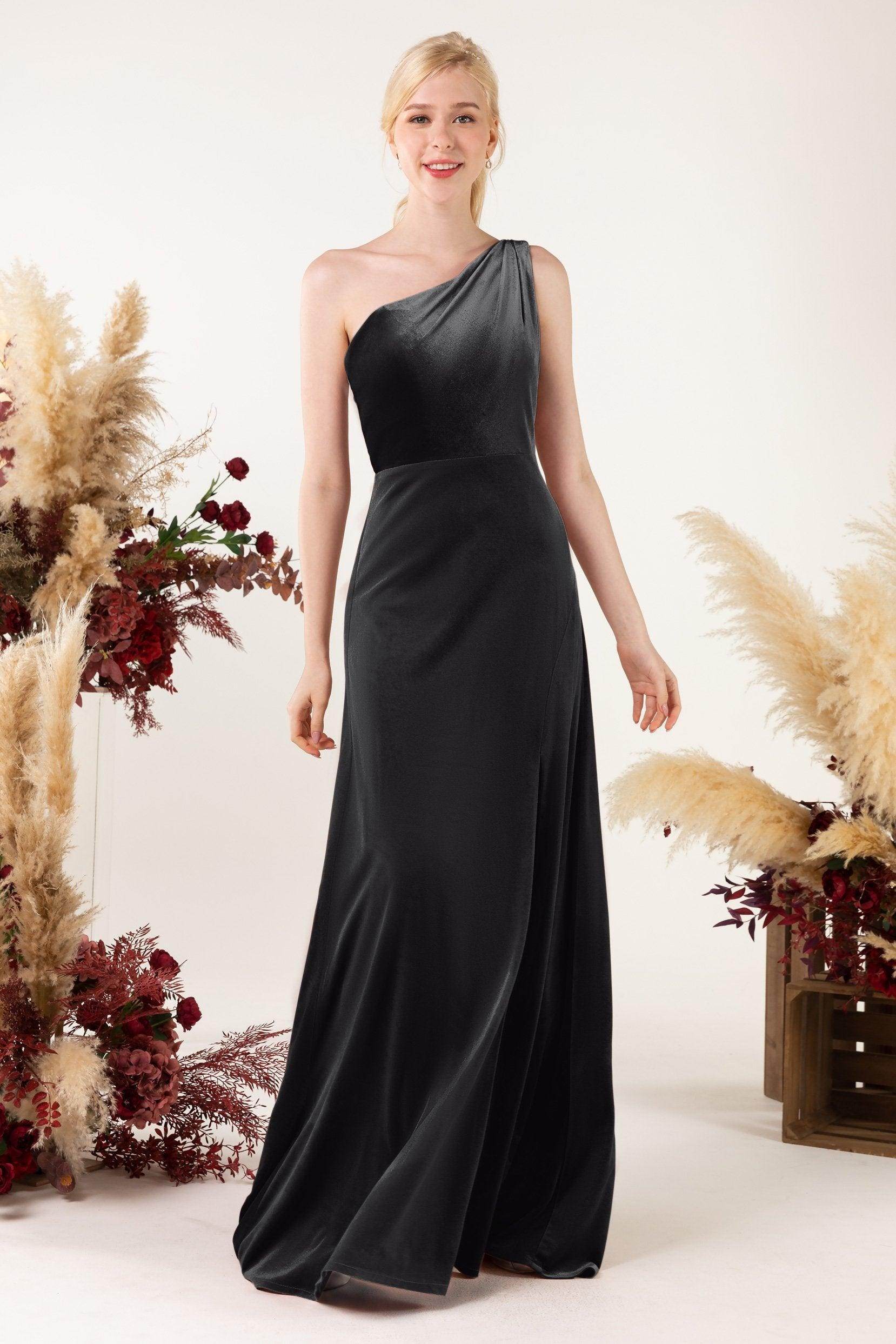 Sheath Sweep-Brush Train Velvet Bridesmaid Dress Formal Dresses CB0537PS