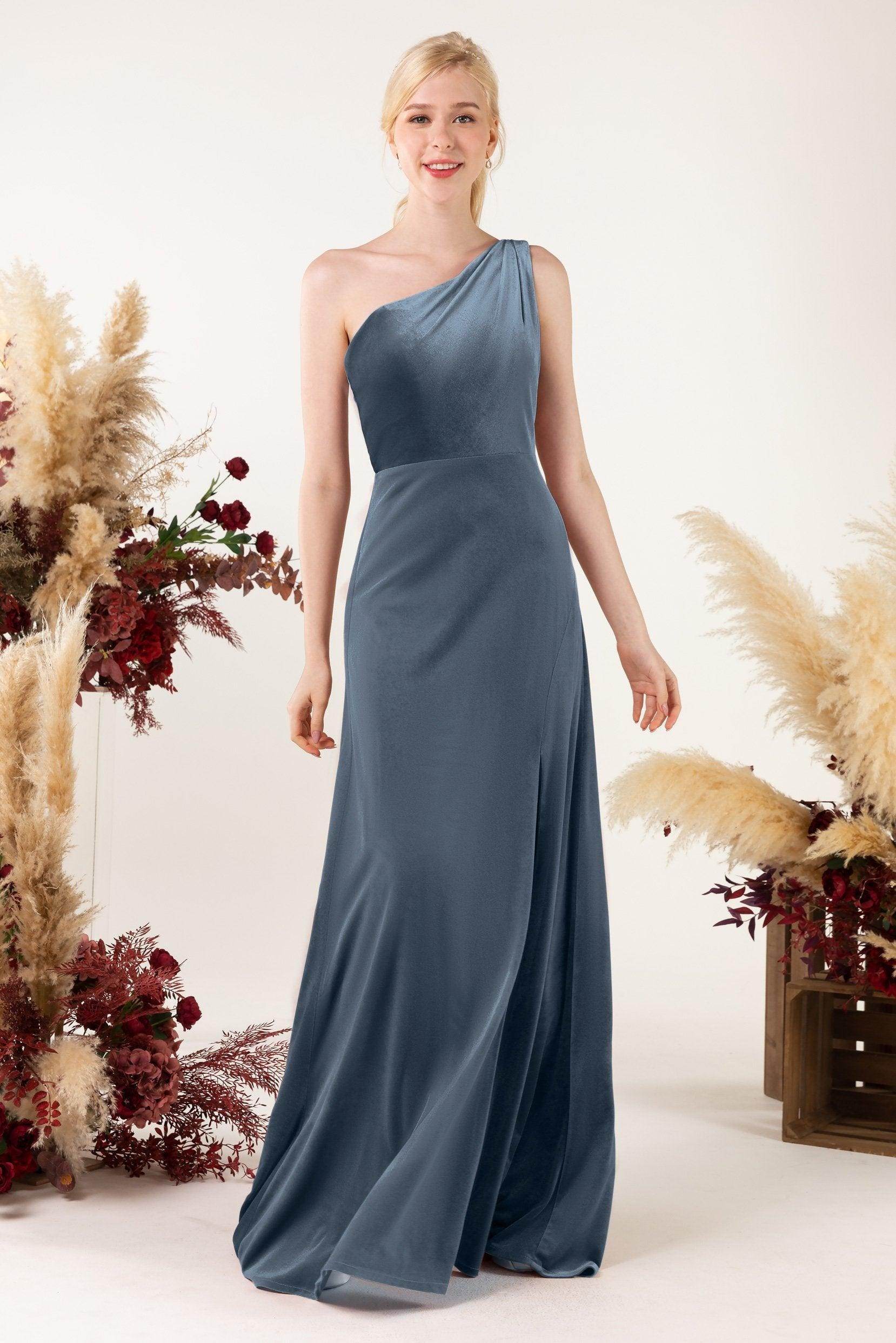 Sheath Sweep-Brush Train Velvet Bridesmaid Dress Formal Dresses CB0537PS