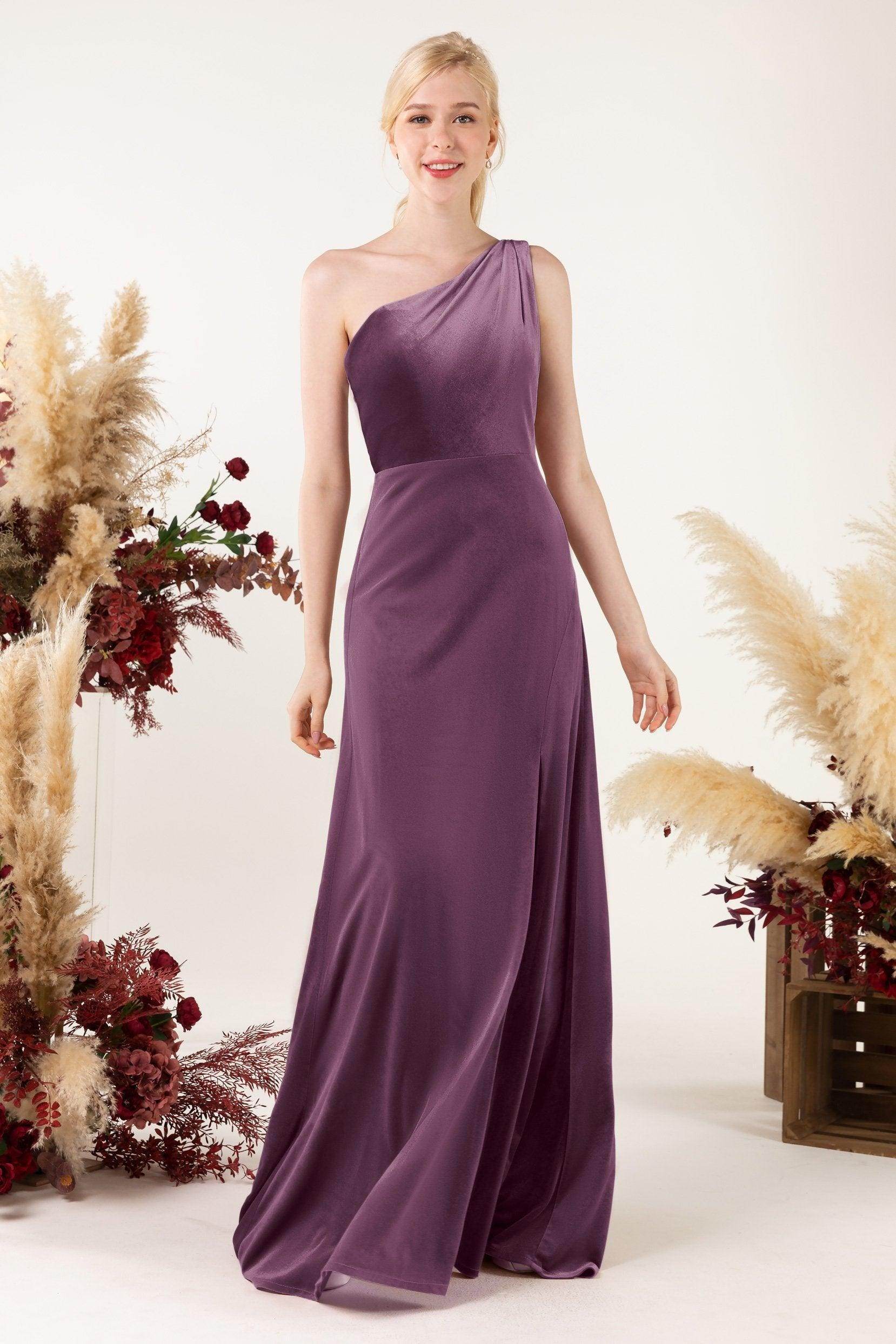 Sheath Sweep-Brush Train Velvet Bridesmaid Dress Formal Dresses CB0537