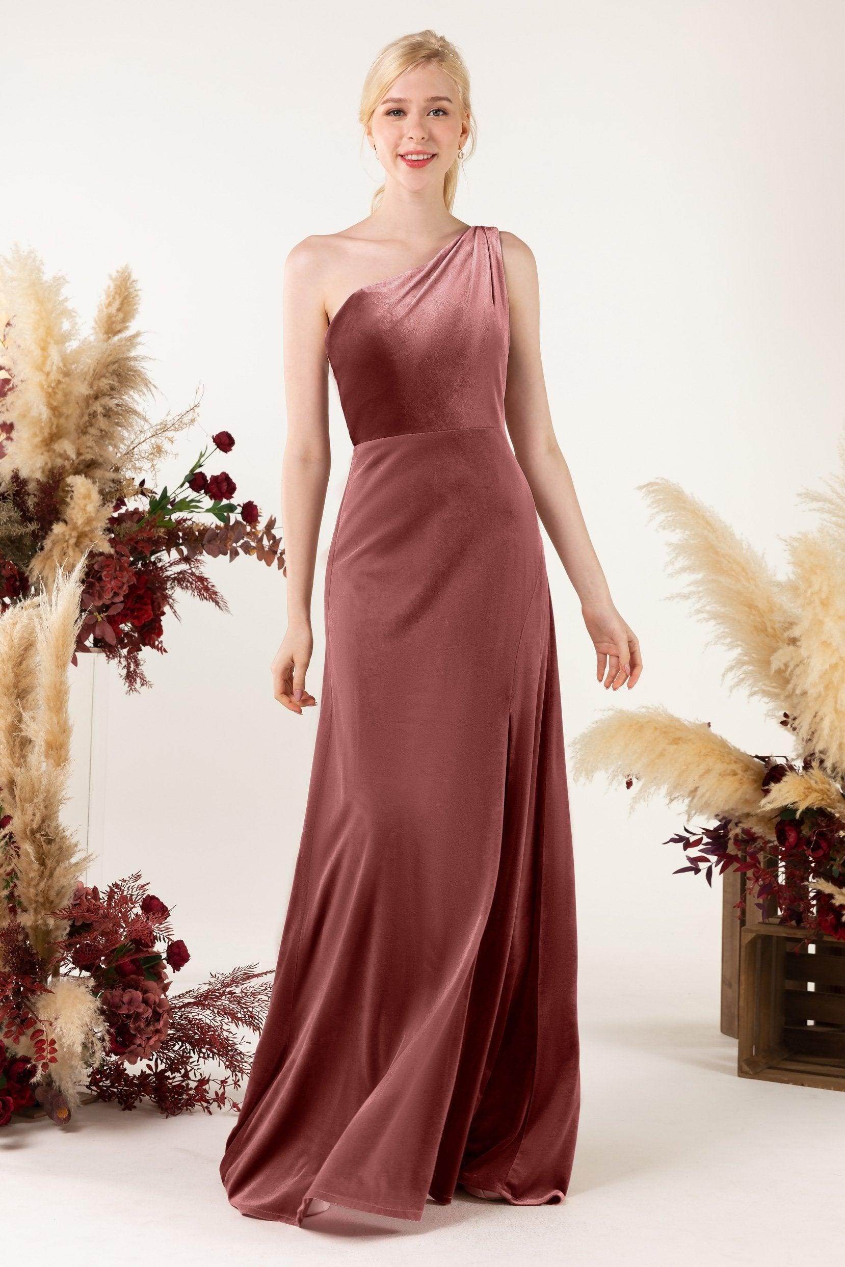 Sheath Sweep-Brush Train Velvet Bridesmaid Dress Formal Dresses CB0537PS