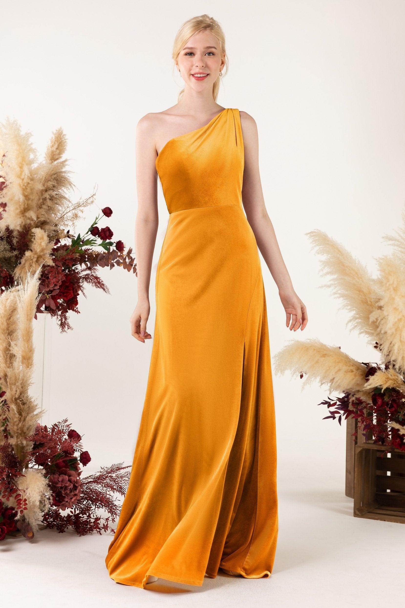 Sheath Sweep-Brush Train Velvet Bridesmaid Dress Formal Dresses CB0537