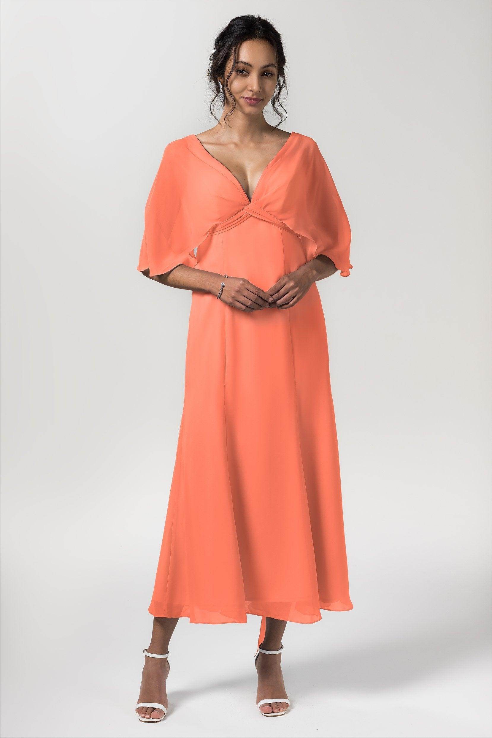 A-Line Tea Length Chiffon Bridesmaid Dress CB0553