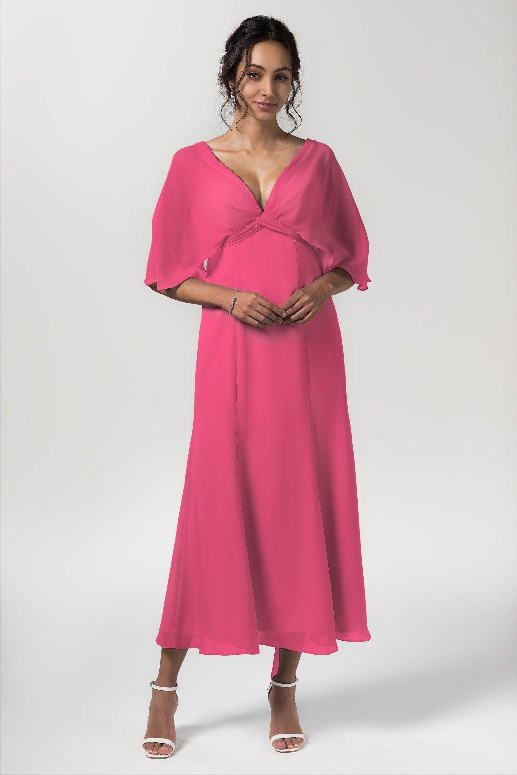 A-Line Tea Length Chiffon Bridesmaid Dress CB0553