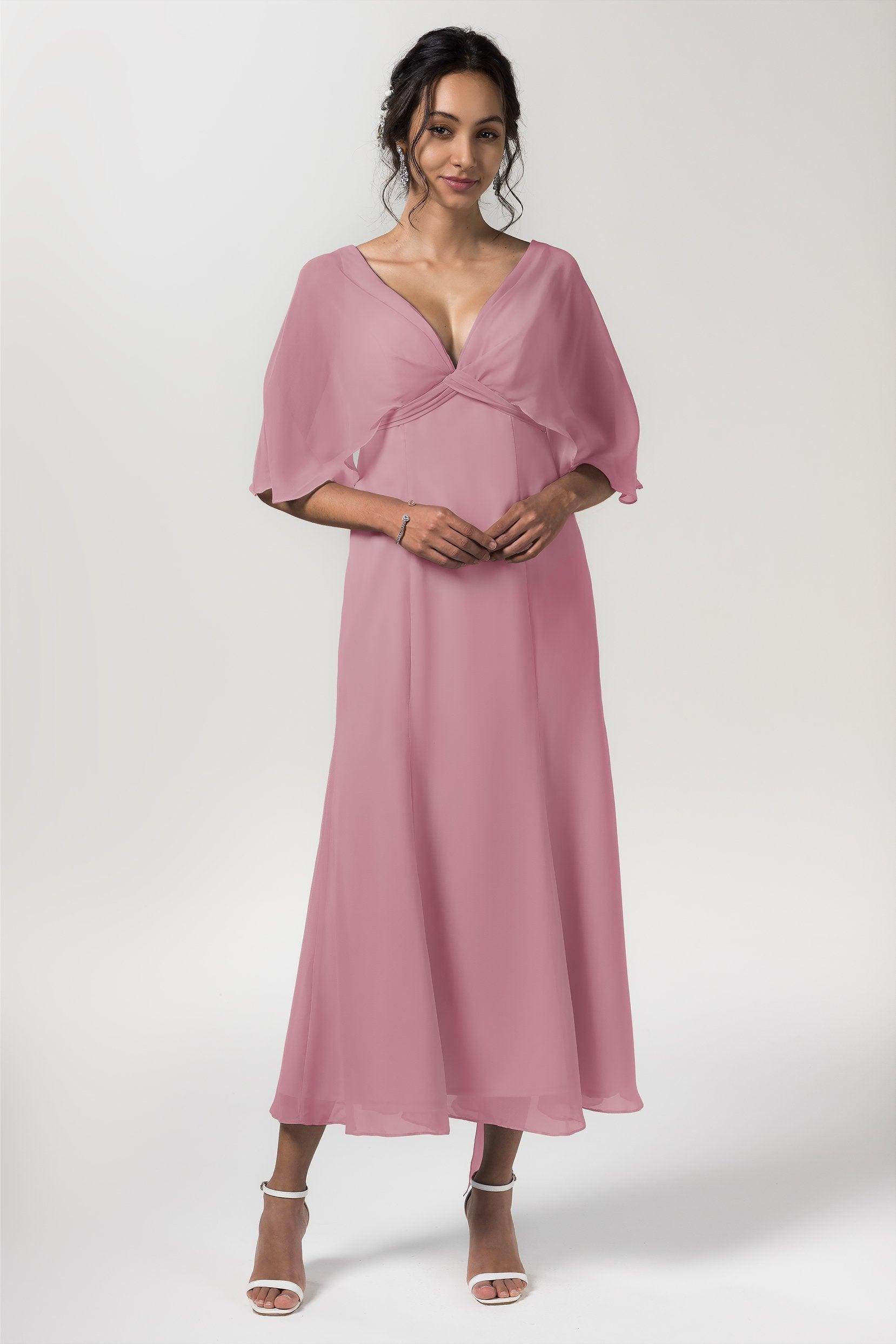 A-Line Tea Length Chiffon Bridesmaid Dress CB0553