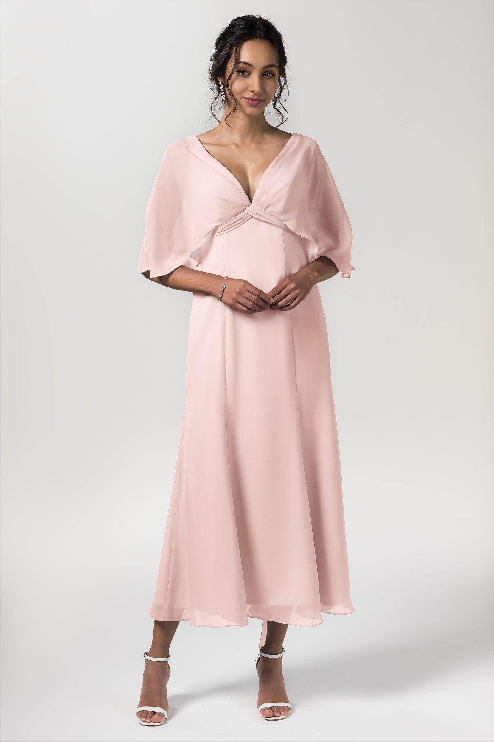 A-Line Tea Length Chiffon Bridesmaid Dress CB0553