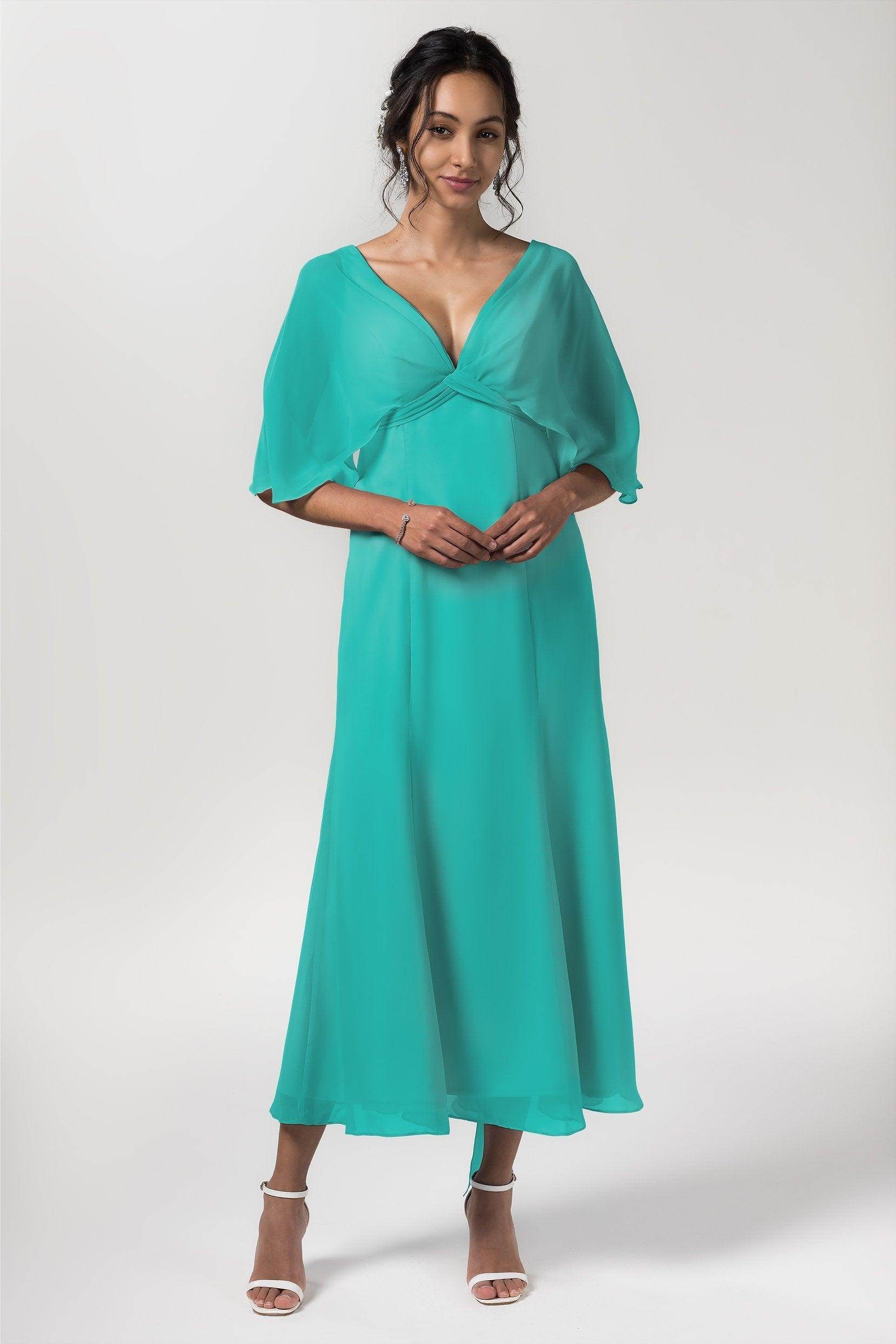 A-Line Tea Length Chiffon Bridesmaid Dress CB0553