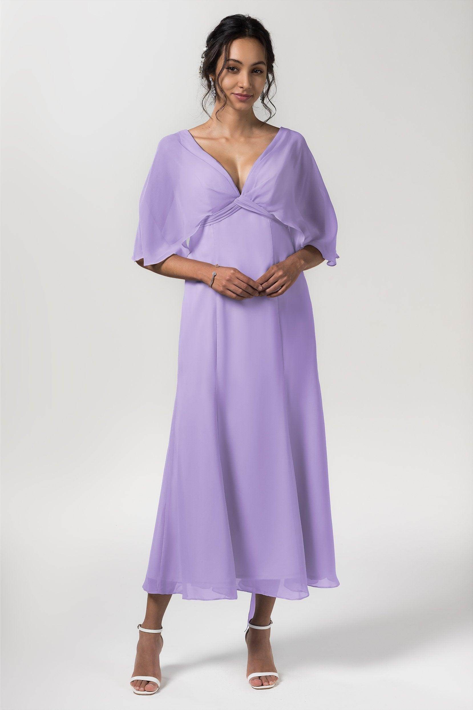 A-Line Tea Length Chiffon Bridesmaid Dress CB0553